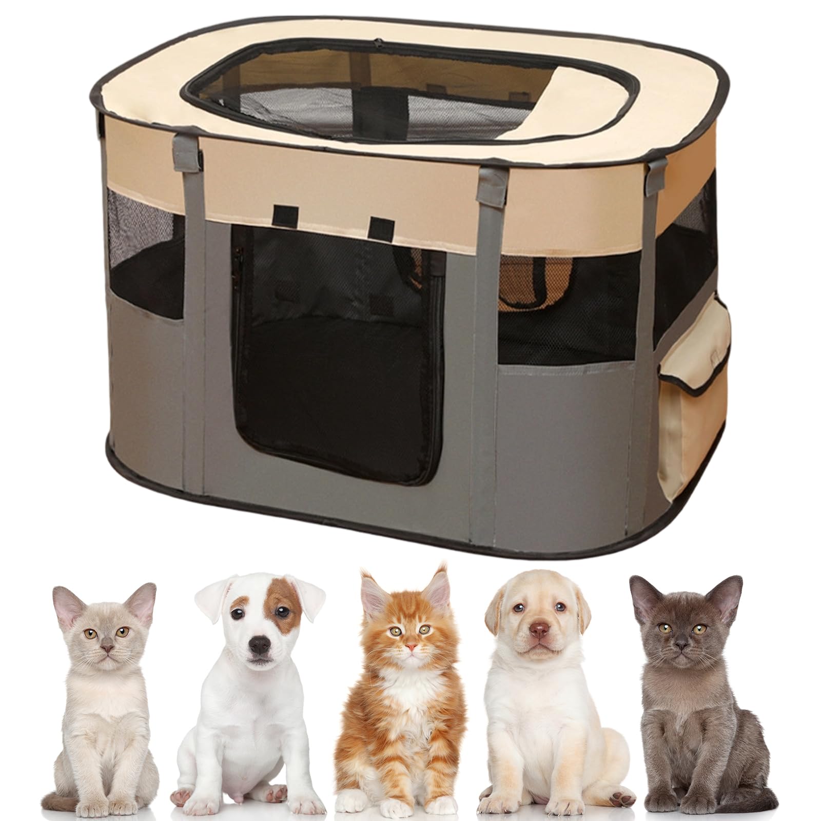 EUBSWA Recinto per cuccioli, 80x60x55cm Recinto per animali domestici per cani, gatti, conigli e piccoli animali per interni ed esterni