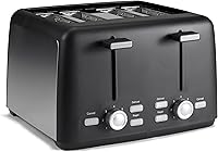 Vista 1 de Yaxa Basics Tostadora de 4 rebanadas, con 7 ajustes de tostado, ranuras extra anchas para bagels y panes especiales, bandejas de migas fáciles