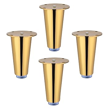 LAPO Heavy Duty Stainless Steel 3 inch Sofa Legs for Furniture Fitting | Sofa Hardware Leg | Cone Shape Sofa Leg (Gold Finish) Pack of 4 pcs
