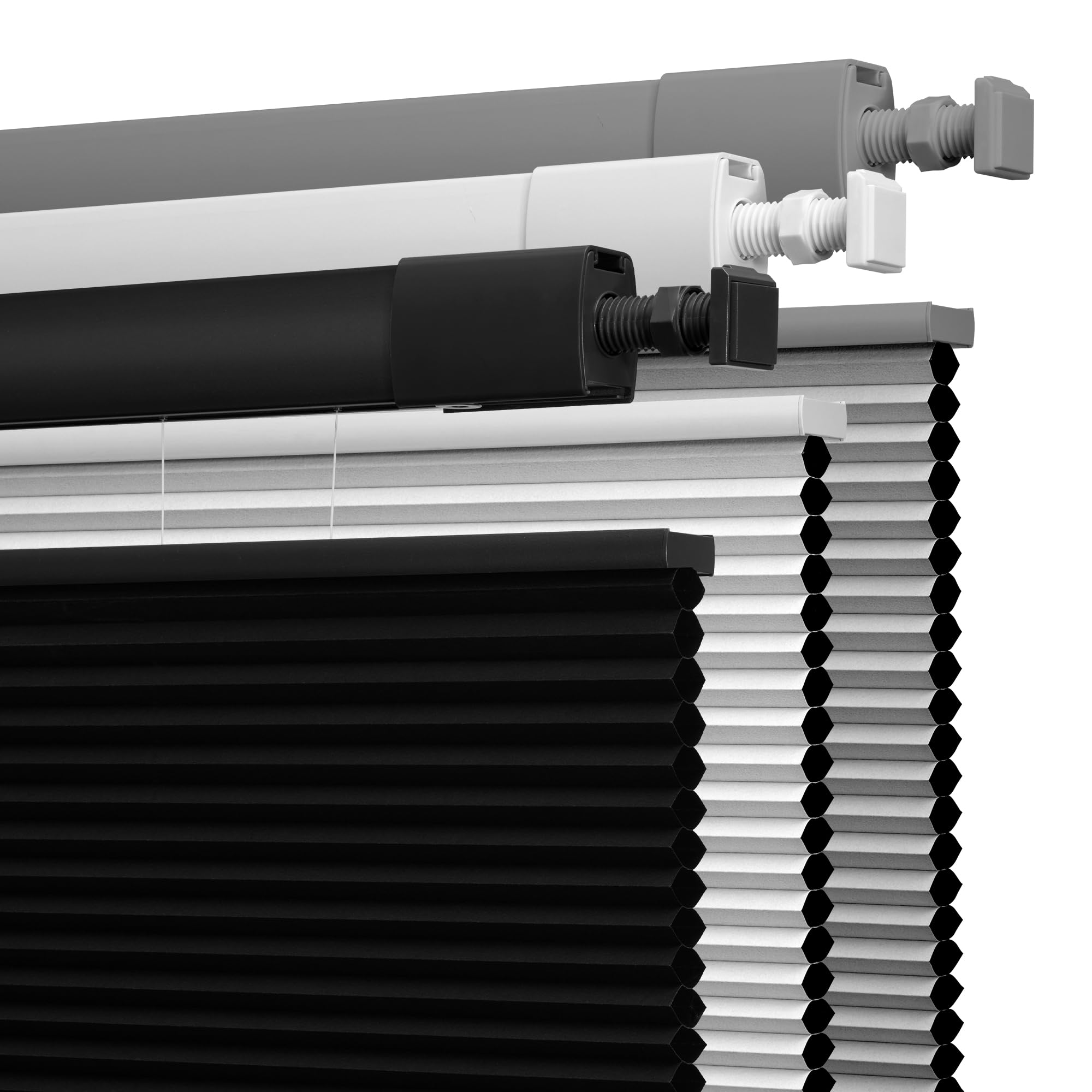 Boolegon No Drill No Tools Cellular Shades Top Down Bottom Up Honeycomb Blinds Blackout Cordless Window Blinds Easy to Install Cellular Shade for Windows,Blackout-Black,Custom Size