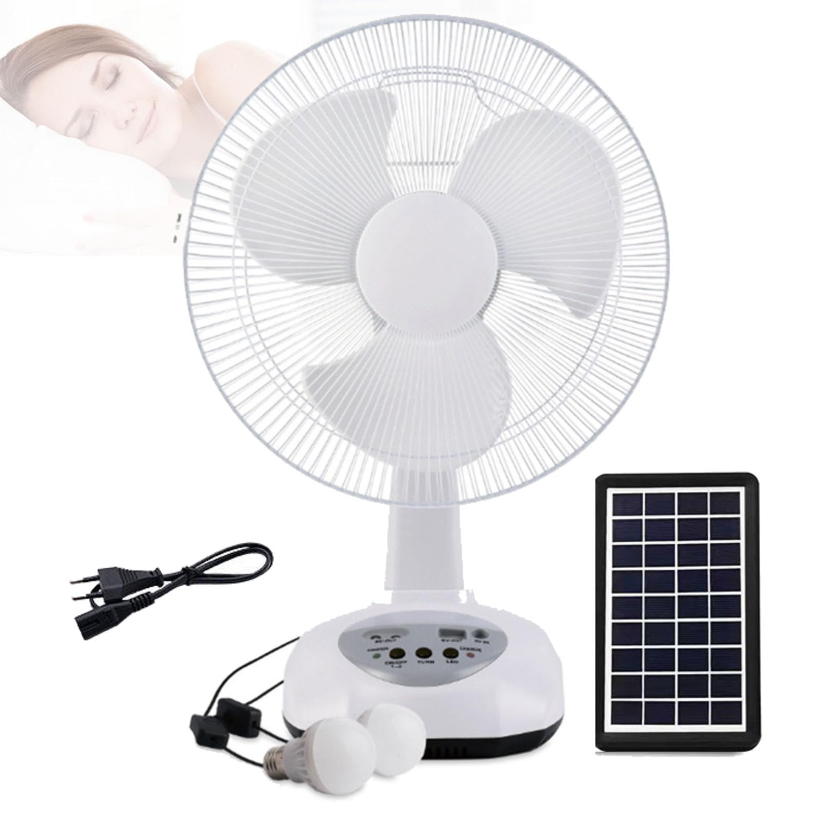 Ventilador solar recargable de 12 pulgadas portátil inalámbrico USB para garajes