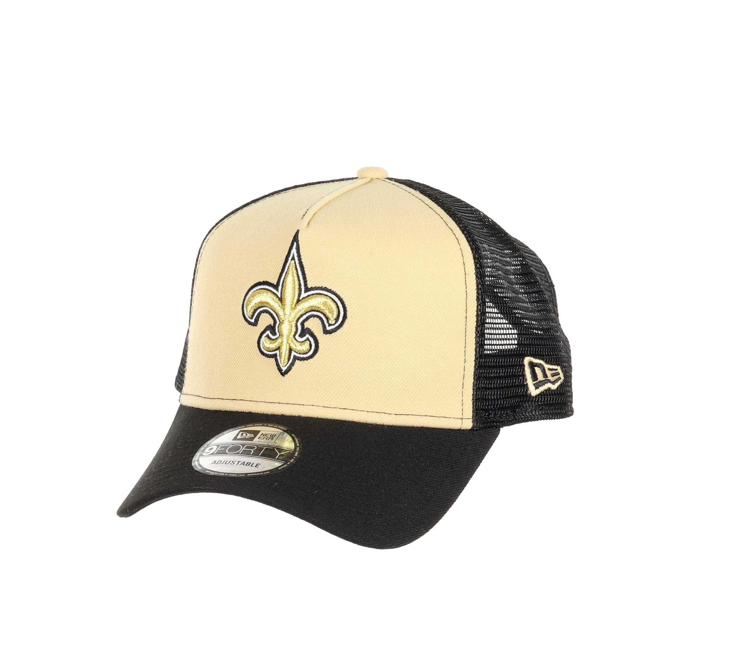 New Era New Orleans Saints NFL Two Tone Beige Black 9Forty A-Frame Adjustable Trucker Cap