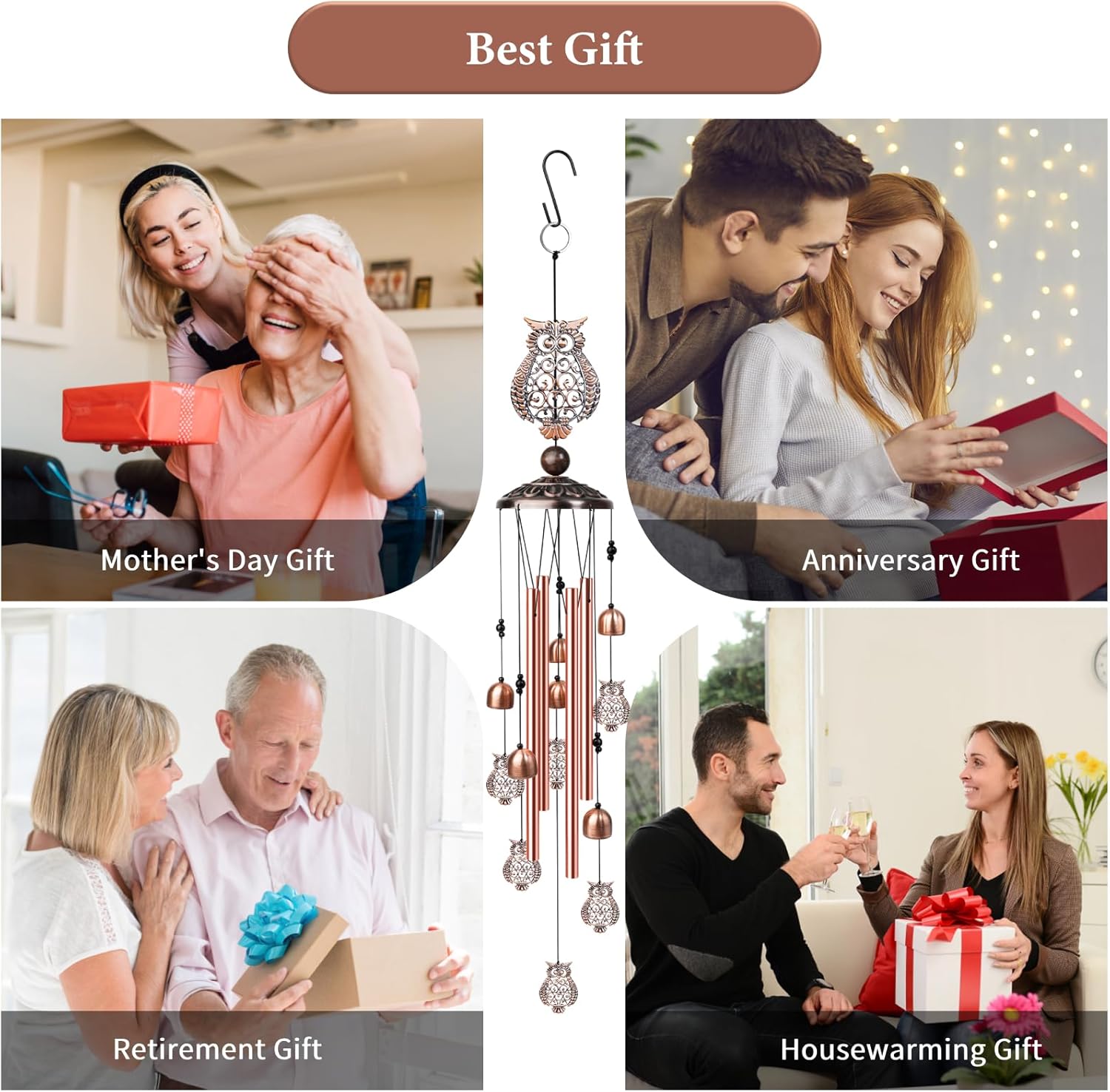 Owl Wind Chimes for Outside, Decorative Wind Chimes Owl Gifts for Women/Men, Memorial/Birthday Gifts, Garden Decor for Outside, Patio or Yard, Durable Chimes for Outdoors - Image 6