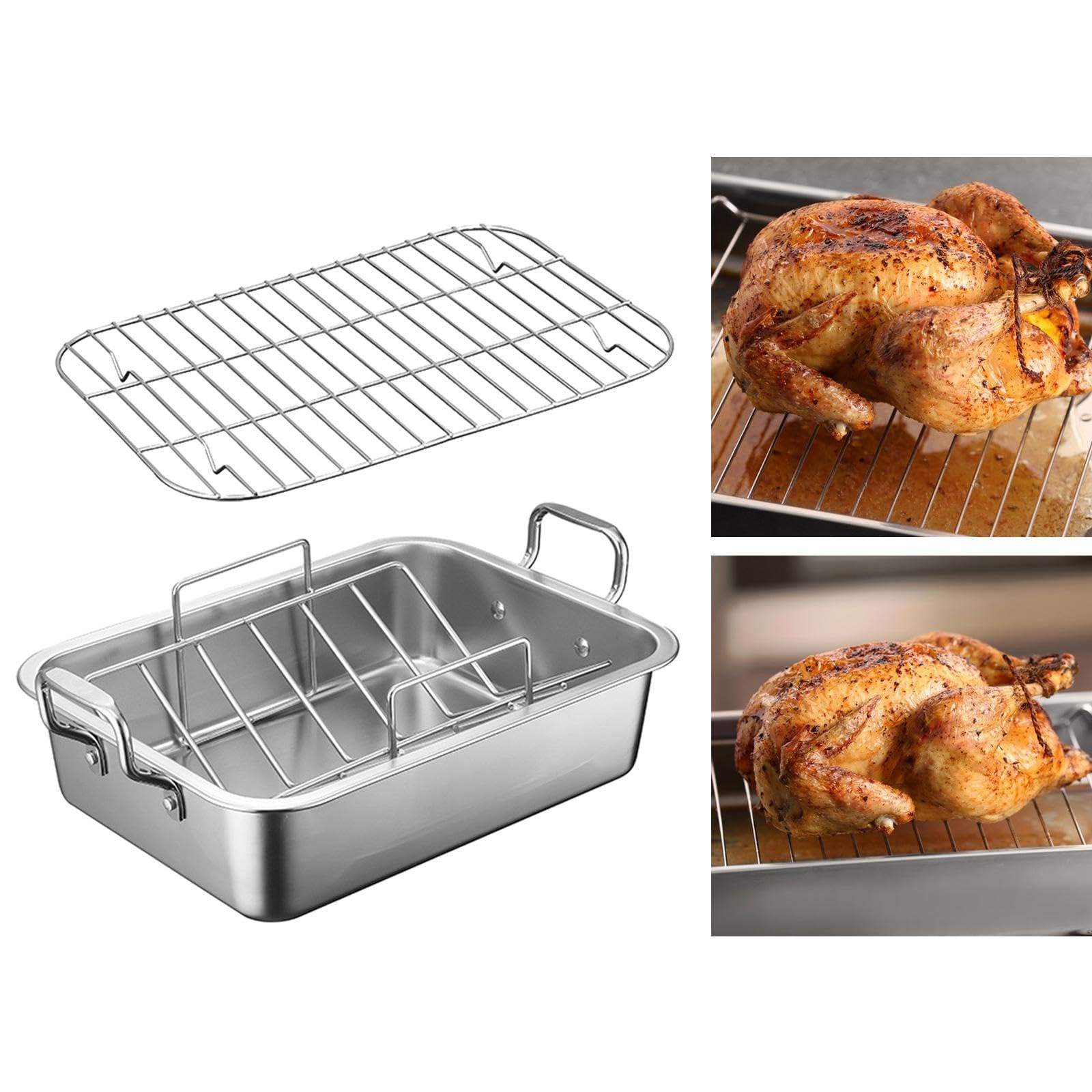 Bandeja para Asar Al Horno, Bandeja para Hornear de Acero Inoxidable con Rejilla en para Verduras.