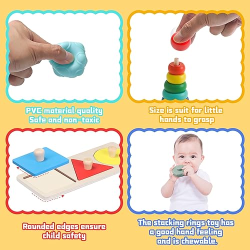 Miniatura 2 de Juguetes Montessori para bebés de 6 a 12 meses, 1 año de edad, juego educativo de aprendizaje 8 en 1, juguetes sensoriales de madera para bebés de