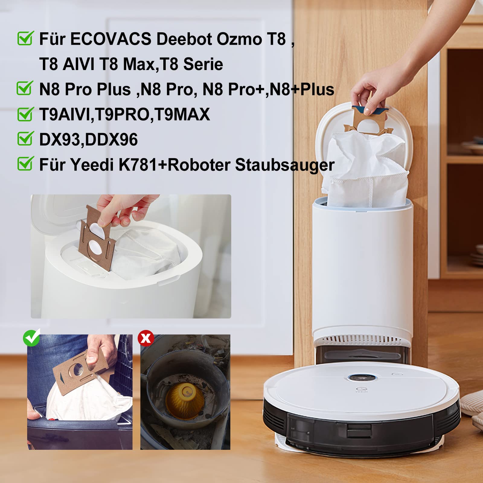8 sacs poussière rechange Ecovacs Deebot X1 Omni T20 Omni pièces 8 sacs poussière rechange Ecovacs Deebot X1 Omni T20 Omni pièces