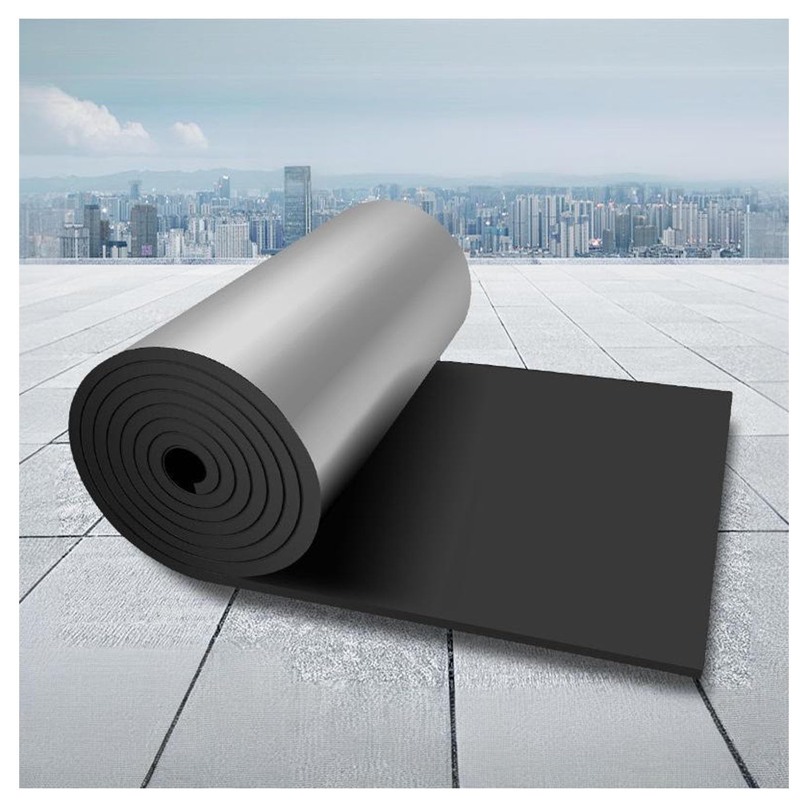 Samoprzylepna aluminiowa folia izolacyjna z bawełny, wysokiej jakości piankowa bariera radiacyjna do oszczędzania energii do użytku wewnątrz i na zewnątrz(30MM(THK),1*3m/3.2*9.8ft)