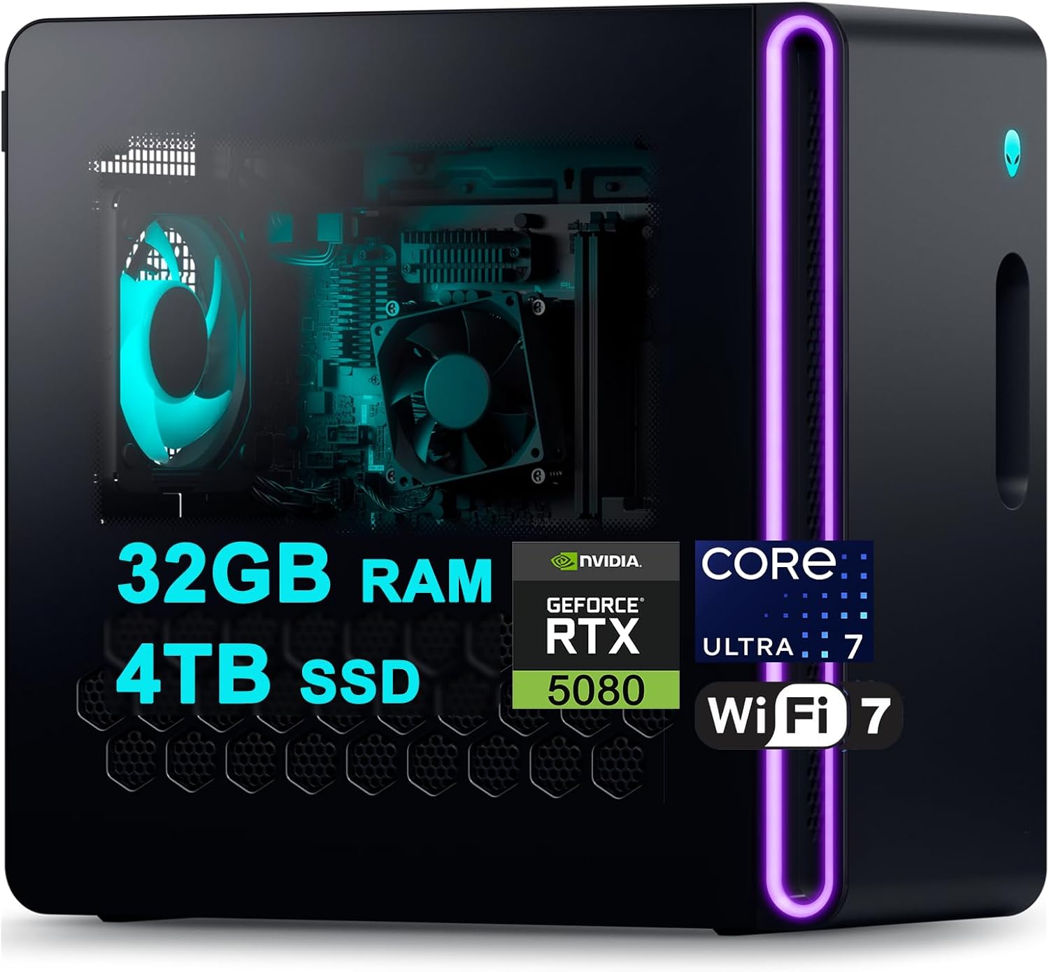 Dell Alienware Aurora ACT1250 Gaming Desktop Intel 20-core Ultra 7 Series 2 265F (>i7-14700F) 32GB RAM 4TB SSD GeForce RTX 5080 16GB GDDR7 Wi-Fi7 1000W PSU for Gaming AI PC Win11