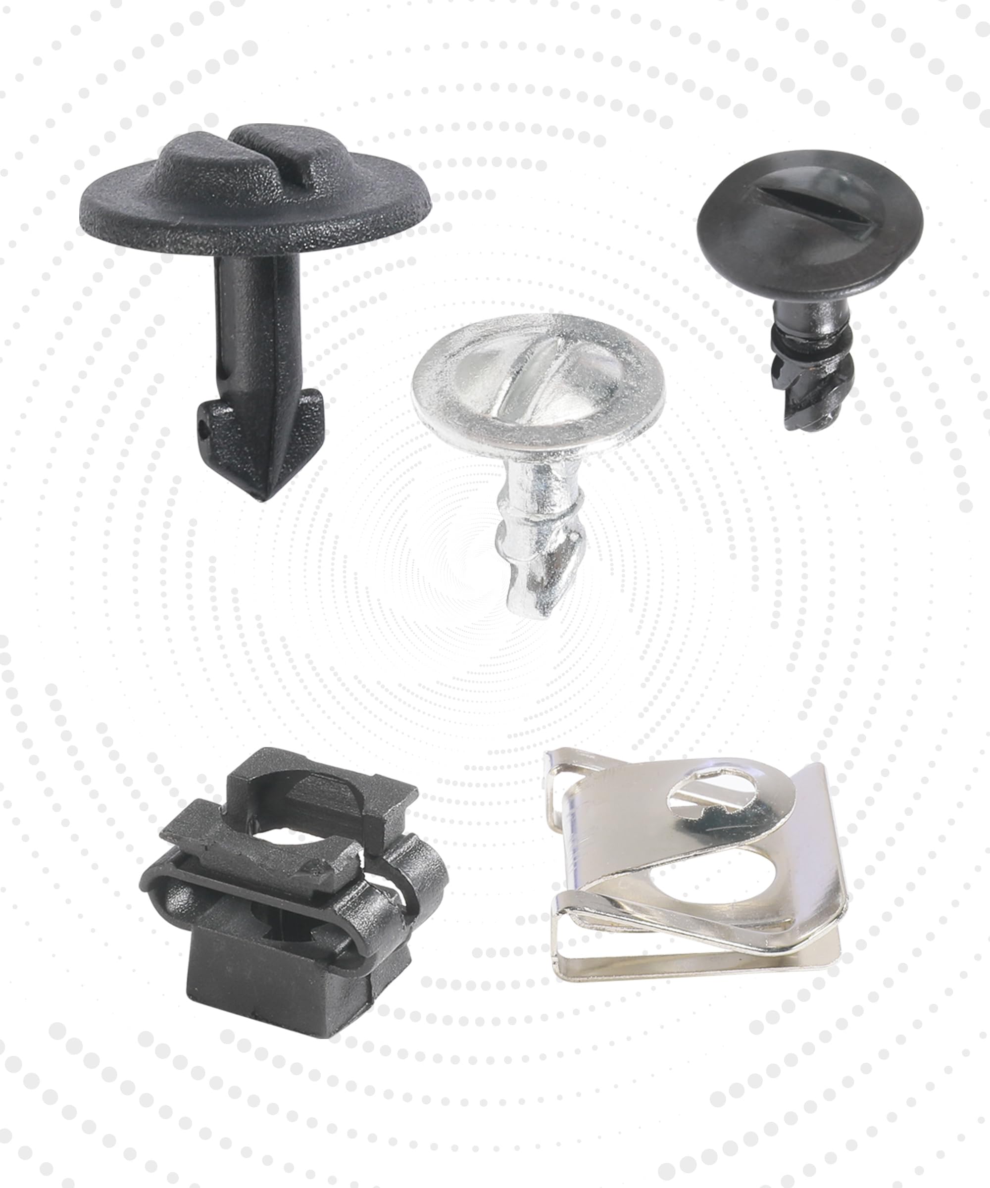 zrfgbxim 60 Pcs Kit de Clip à Vis et Écrou pour Automobile: 30 Clips Carrosserie Voiture, 30 Vis de Carrosserie pour Ailes de Voitures, Agrafe Carrosserie, écrous à Clip de