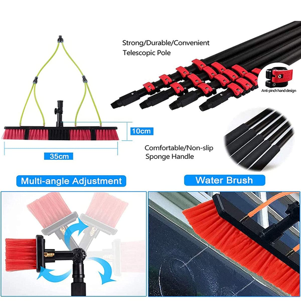 Kit de limpieza de paneles solares con poste y cepillo para un mantenimiento fotovoltaico eficiente, ideal para propietarios y profesionales - Mejora el rendimiento solar