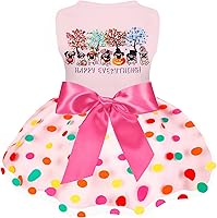 Vista 1 de Vestido rosa para perros pequeños, falda para mascotas, disfraz de gato con lazo (S, rojo)