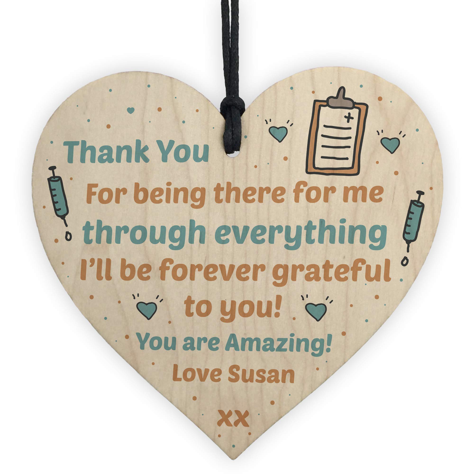 Personalised Novelty Gift For Nurse Doctor Wooden Heart Thank You Gift For Him Her Keepsake