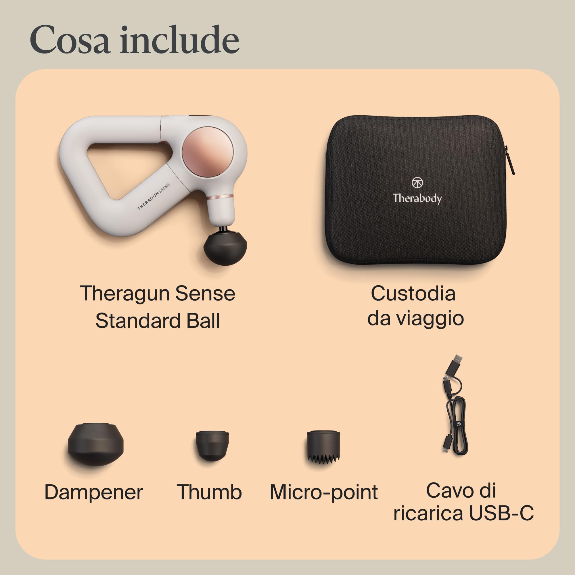 Theragun Sense Percussion - Pistola massaggiante personale per tessuti profondi, con routine di respirazione precaricata, per alleviare lo stress