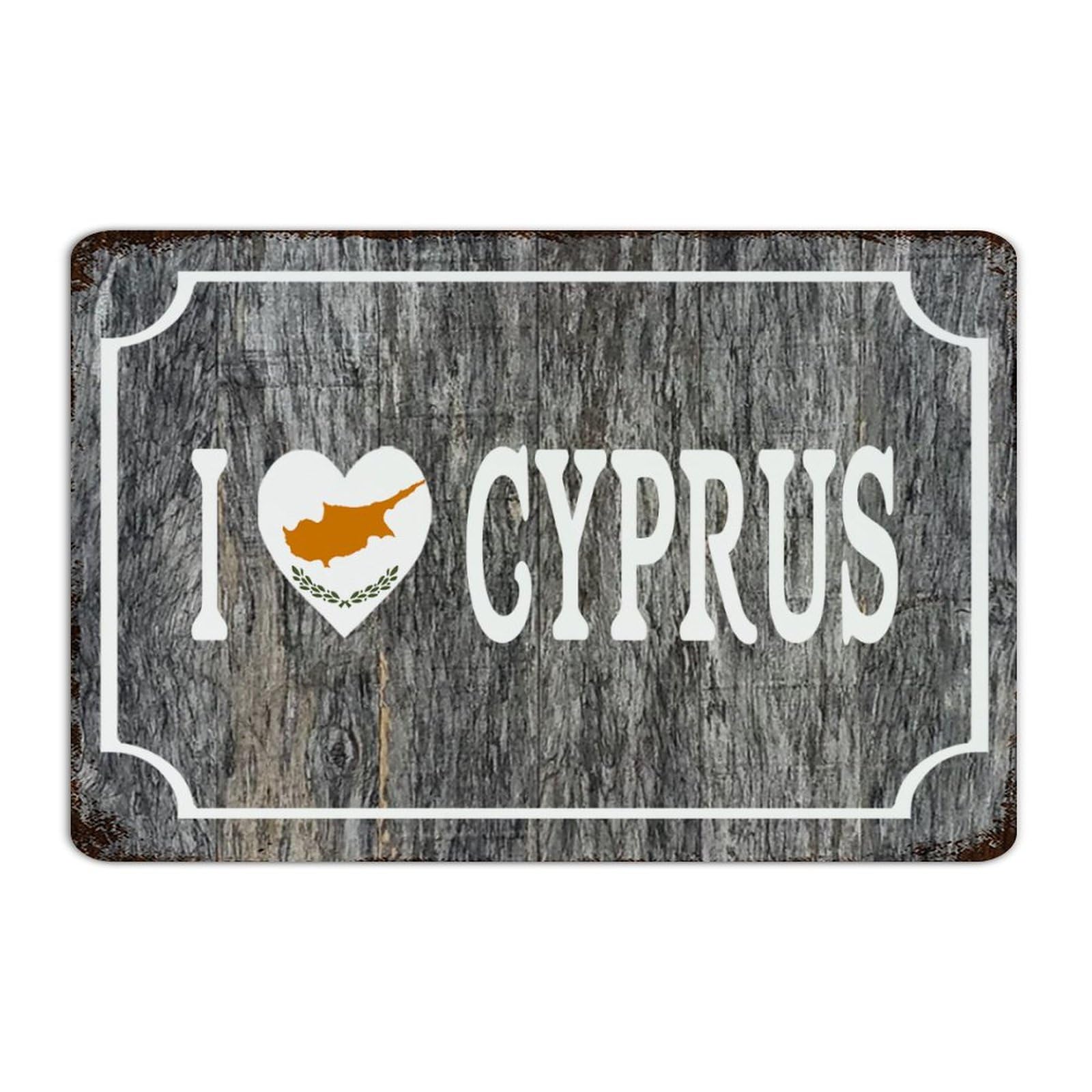 Autravelco Style-2 Customized Metal Signs I Love Cyprus Wall Decor Aluminum Metal Sign For Dining Room Porch Outdoor Country Flag Patriotic Art Poster Gift For Pubs Club 12X18 Inch