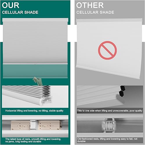 Miniatura 3 de BERISSA Persianas celulares opacas, persianas inalámbricas personalizadas, persianas de panal para ventanas, persianas celulares para oscurecer la