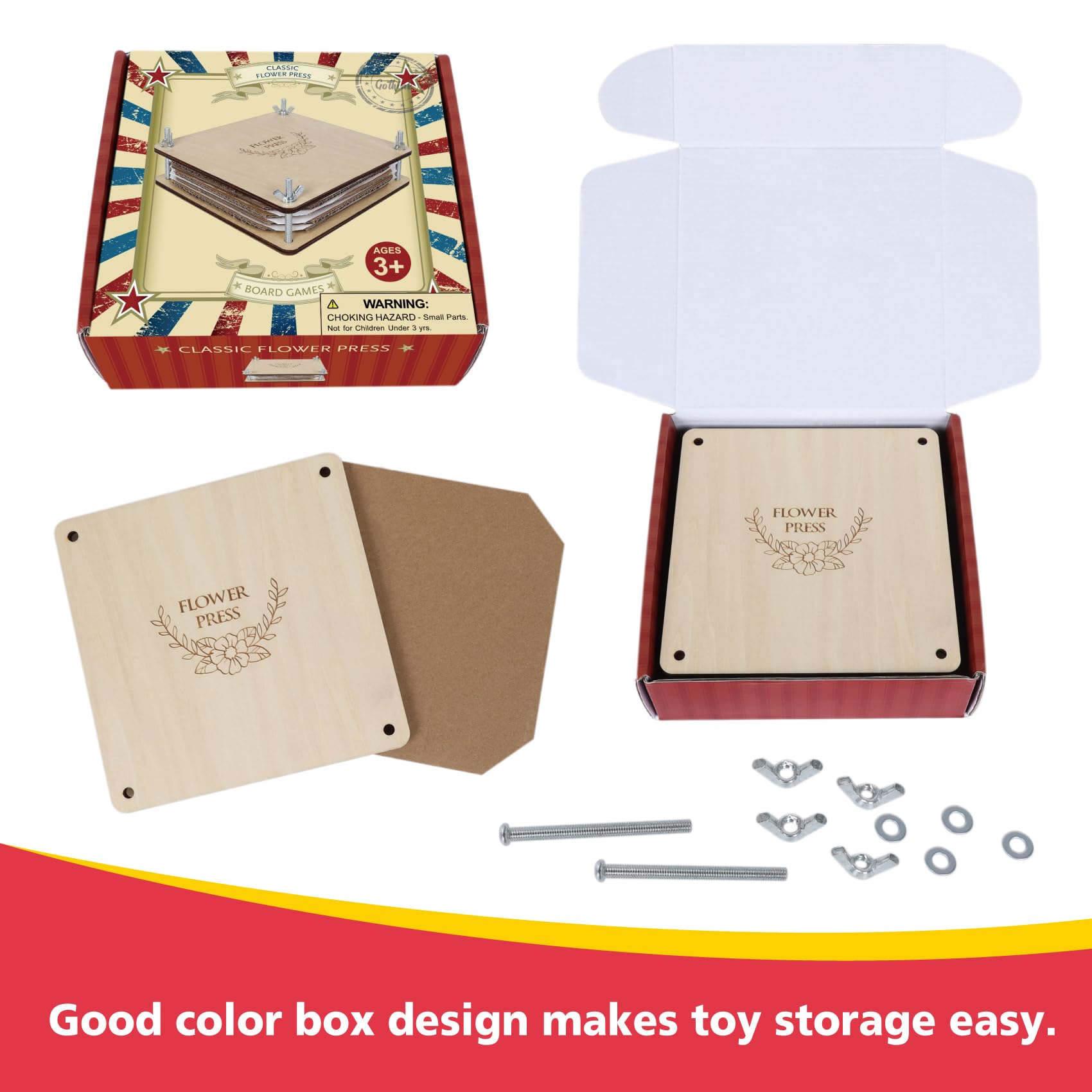 GOTHINK Kit Pressa Fiori in Legno, 6 Strati 6x6 Pollici, per Essiccare e Conservare Fiori e Foglie, Arte e Mestieri per Adulti e Bambini