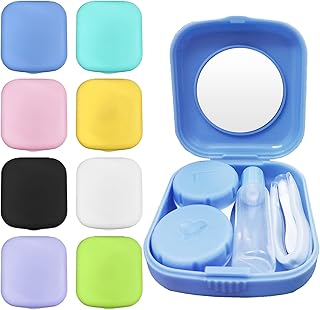 8 Packs Contact Lens Cases, VEINARDYL Travel Contact Case Outdoor Mini Contact Lens Box Holder Container Portable Soak Storage Kit with Mirror Bottle Tweezers Contact Applicator