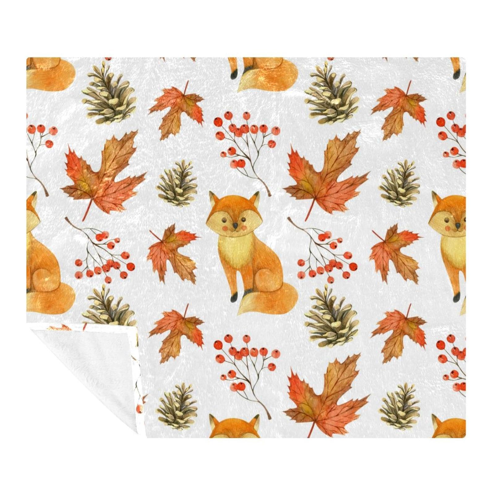 Couverture microfibre Forest Fox contre le froid plaid léger et doux pour sofa et lit