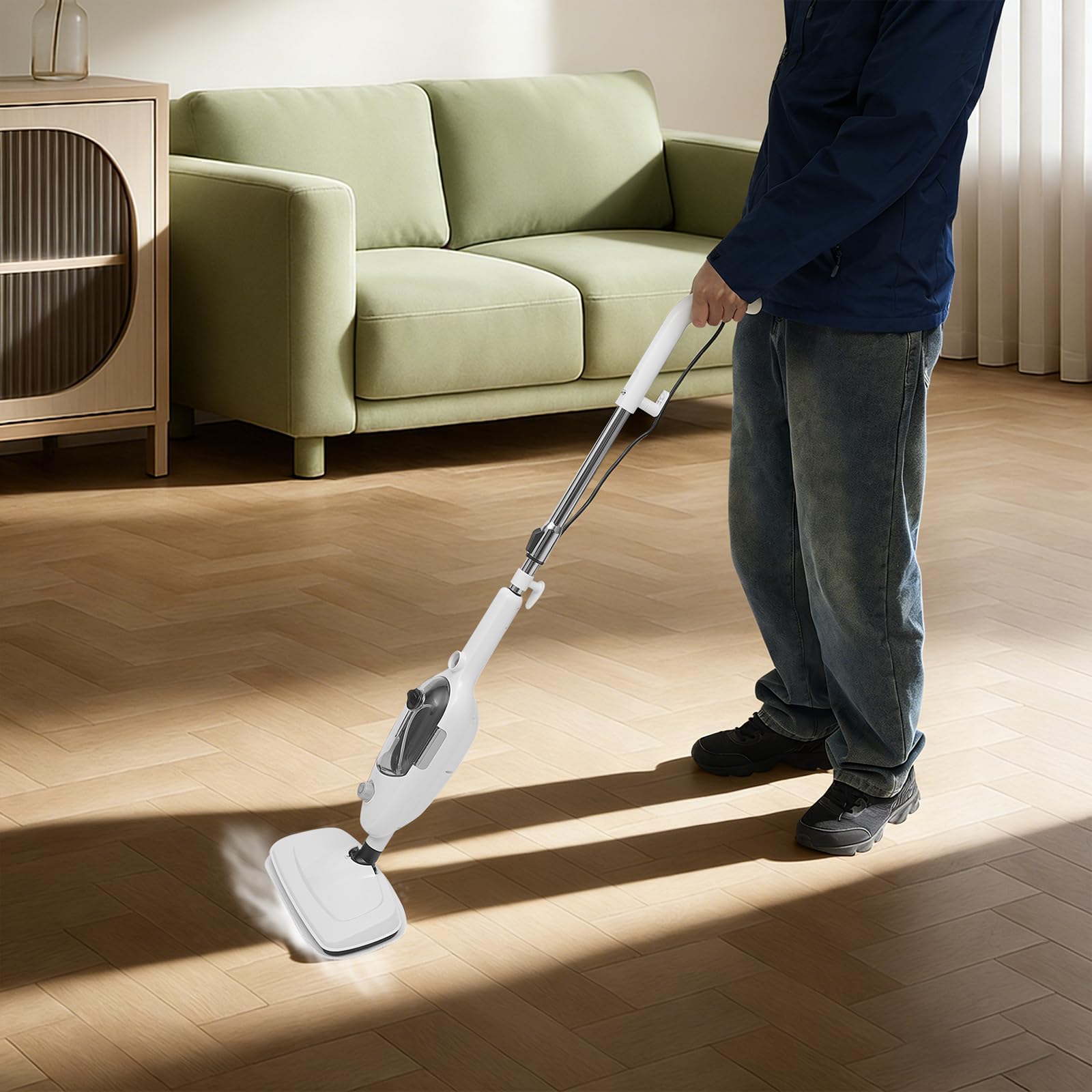 Steamclean 10 w 1 myjka parowa, wielofunkcyjna, ręczna myjka parowa, 1300 W, urządzenie ręczne i mop parowy, dysza i poszewka z mikrofibry, zbiornik na wodę 300 ml, przewód zasilający 4,5 m