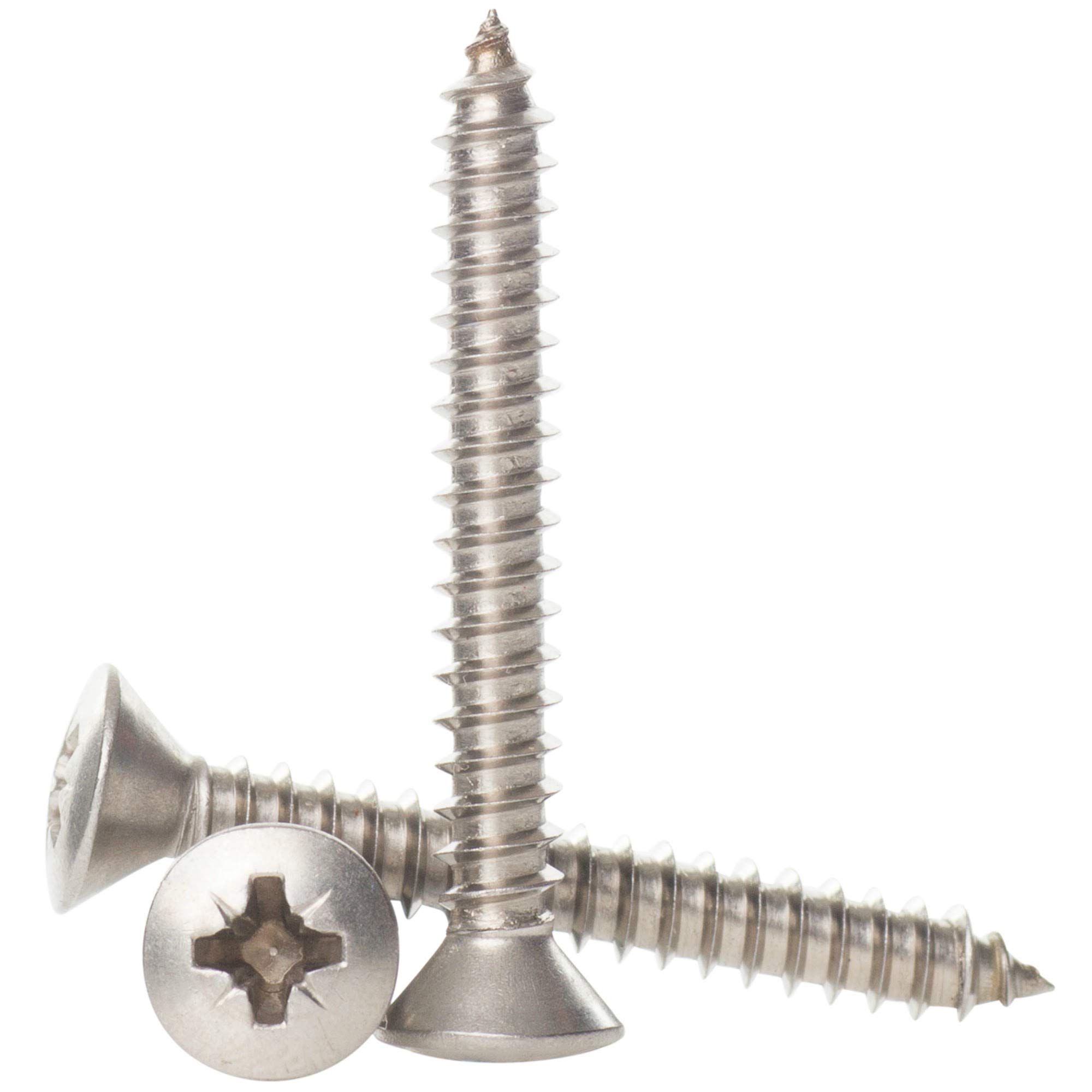 3.9mm x 13mm / No.7 x 1/2" A2 Stainless Steel Pozi Raised Countersunk Head Self Tappers Tapping Screws Din 7983-10 Pack