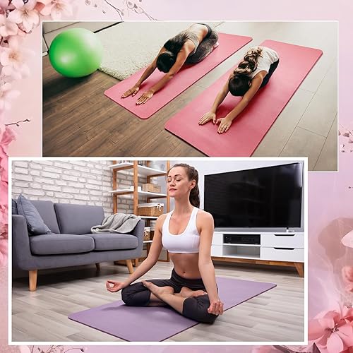 Miniatura 4 de Timgle 6 alfombrillas de yoga de 0.394 in de grosor a granel, 68 x 24 pulgadas, tapete de ejercicio antideslizante resistente al desgarro para