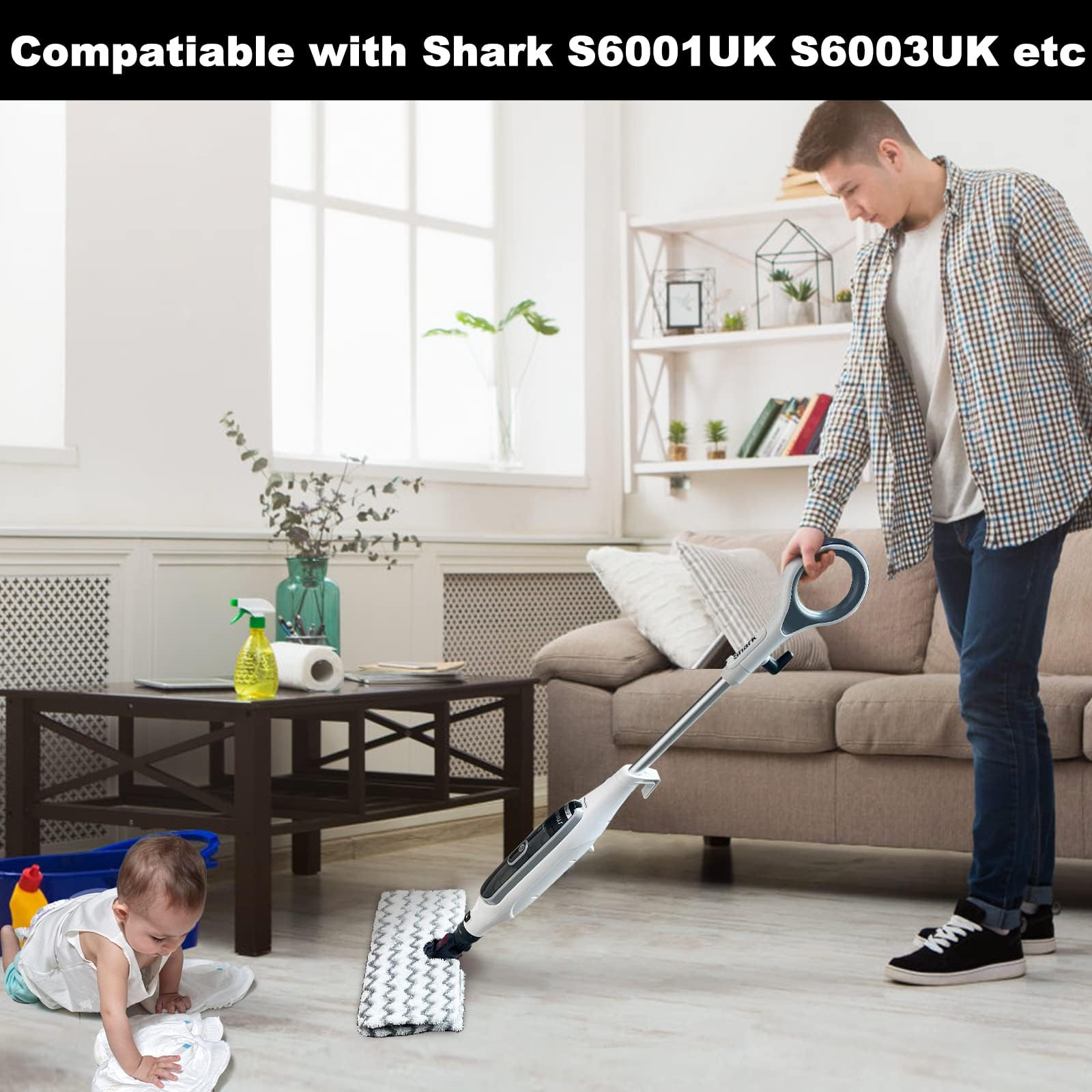 HDDICE Paquete de 4 almohadillas de repuesto para mopa de vapor Shark Klik n'Flip S6001UK S6003UK y S6005UK