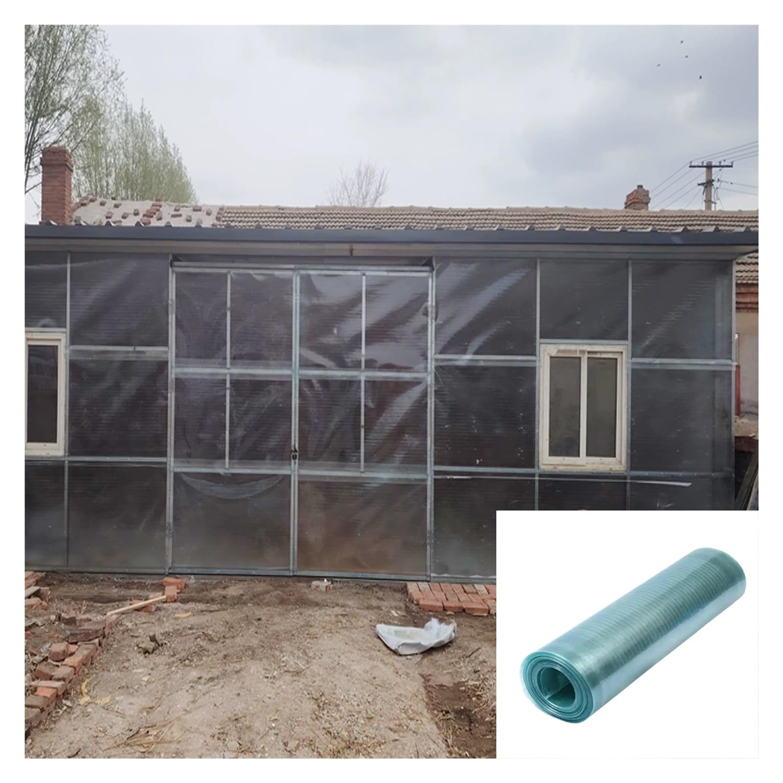Panel de Techo Policarbonato Claro Invernadero a Prueba Lluvia Cubierta del Dosel Fibra Vidrio para Invernaderos, Cobertizos, Cocheras, Fáciles Cortar(0.6x8m/1.97x26.24ft)