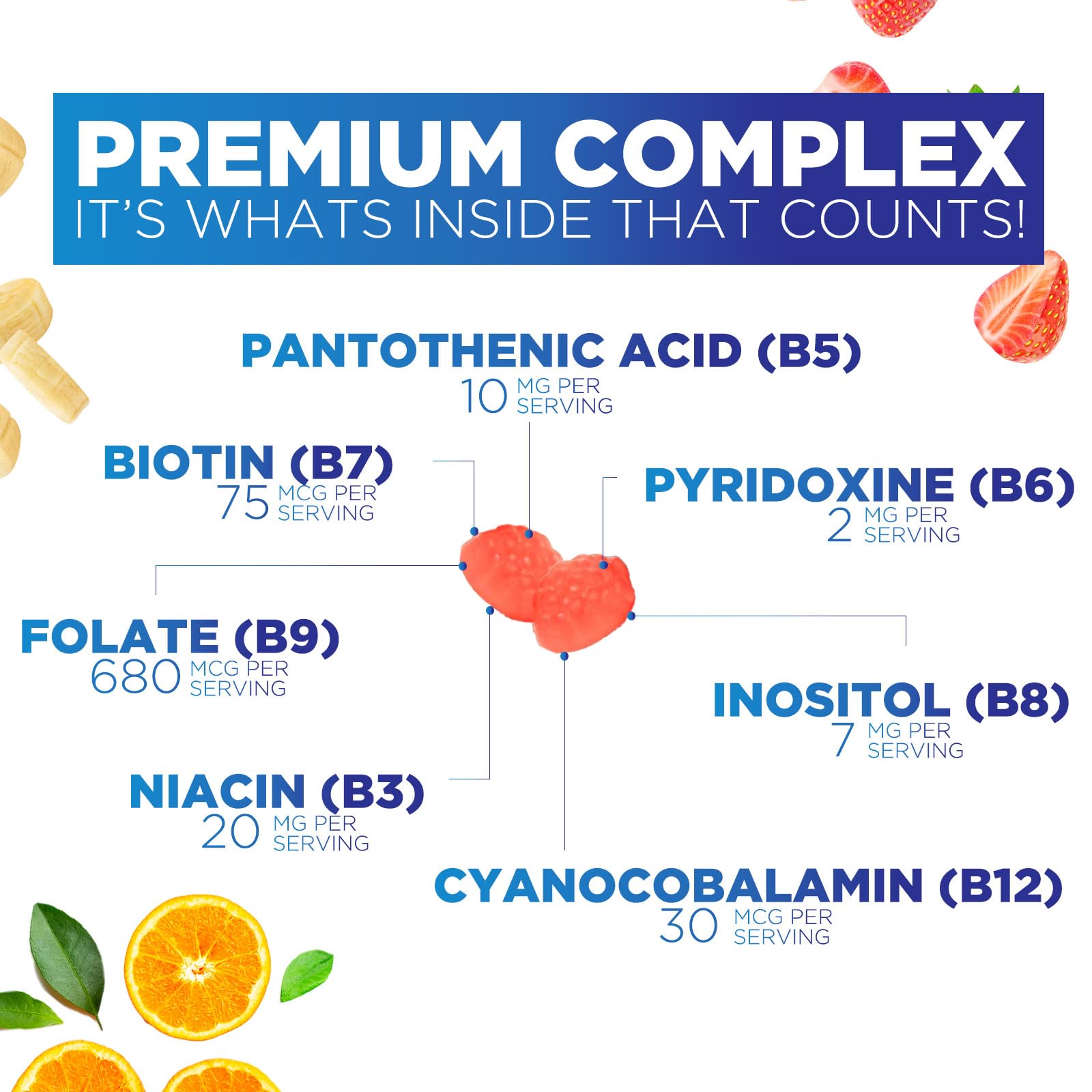 Vitamin B Complex Gummies - Extra Strength Super B Vitamin Gummy with Folate, Niacin & B12 - Immune Support With Vitamin C for Men & Women - Energy, Cellular & Brain Support Supplements - 120 Gummies — Amazon image 3