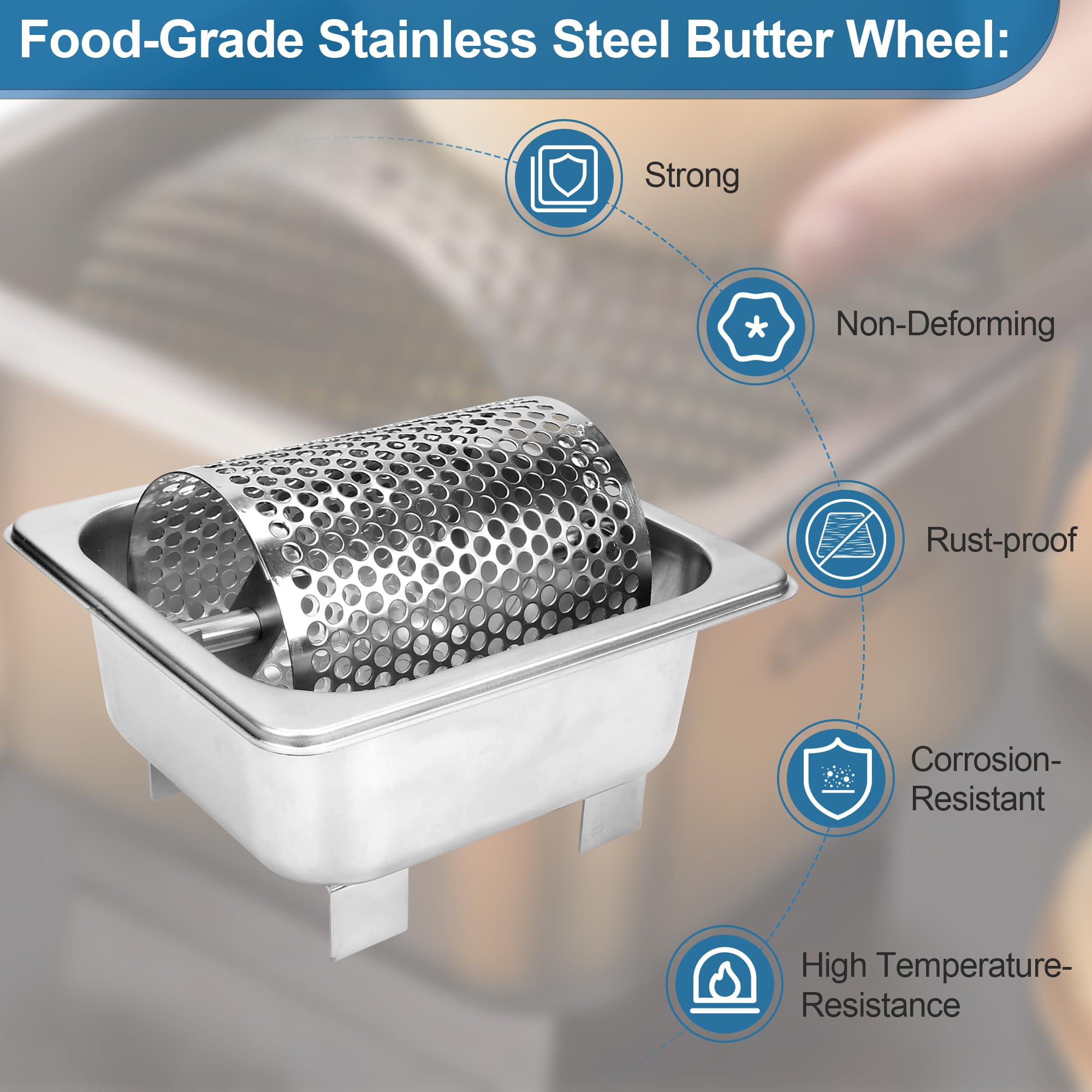 Rueda de mantequilla para untar mantequilla uniformemente al pan, rodillo de mantequilla de acero inoxidable para plancha, ajuste perfecto para interiores y exteriores, picnics, camping, barbacoa,