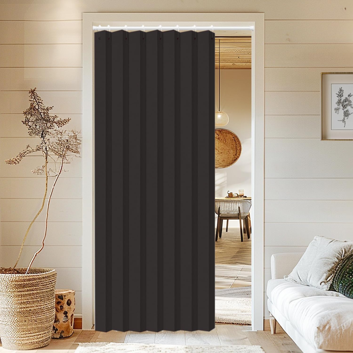 Niestandardowa składana ścianka działowa - elegancka czarna ochrona prywatności do sypialni, łazienki i salonu - wszechstronny wystrój domu szer. 100 x wys. 190 cm - stylowy i funkcjonalny separator