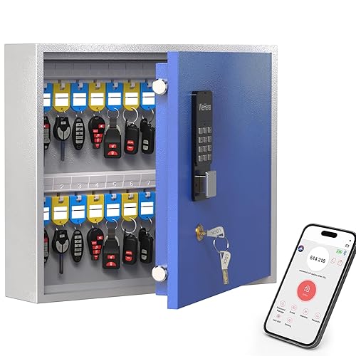 WeHere 40 Key Lock Box Wall Mount, Smart Key Cabinet,