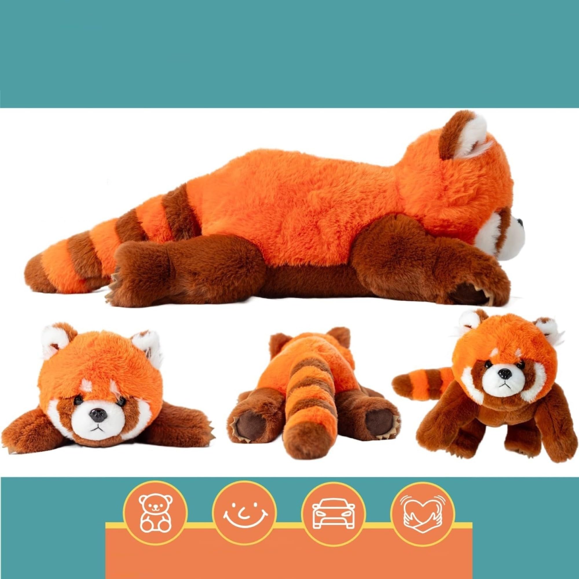 Snugglekid Red Panda Sensory Weighted Vibrating Pillow, Pressure Activated for Kids Adults, Weighted Plush Pillow – Soft Weighted Stuffed Animal, 11x20, Cuddly Plush Toy