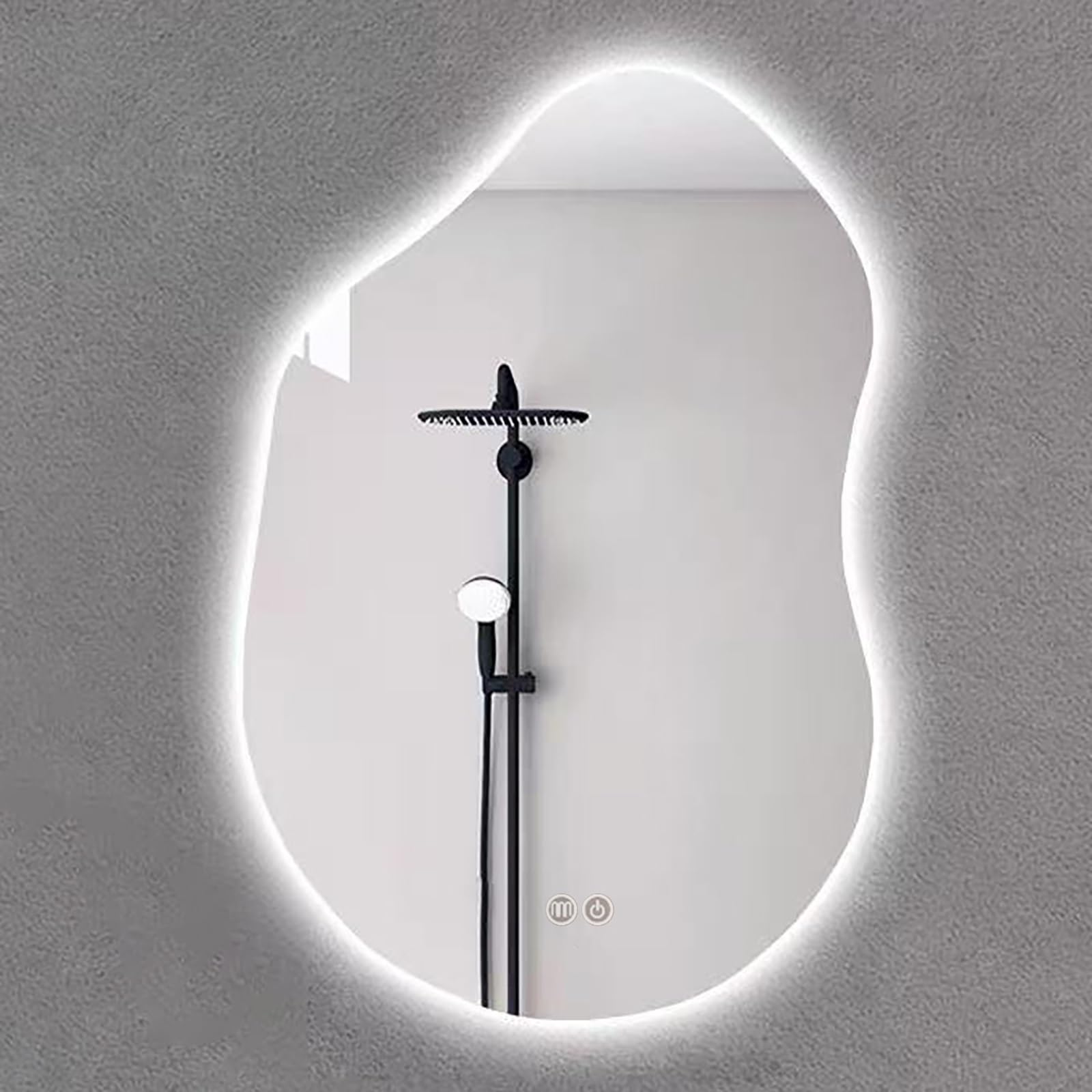 Atwnjkp Irregular LED Bathroom Mirror with Lights, Dimmable Vanity Mirror with Anti-Fog & 3 Colour Temperatures | Wall Mounted Makeup Mirror for Bathroom, Hallway & Living Room, 60x90cm(23.6x35.4in)