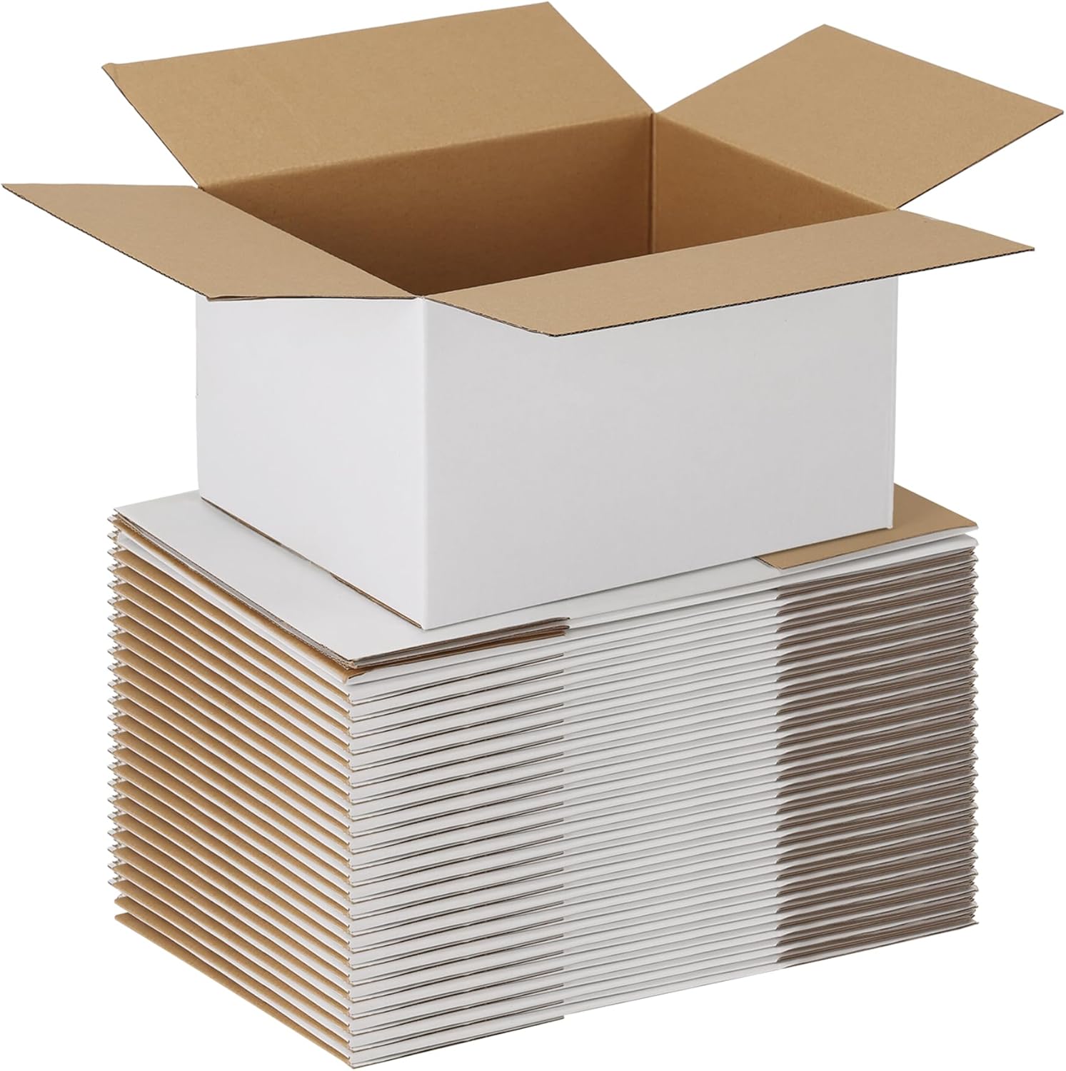 EXYGLO 25 Pack 10x8x6 Shipping Boxes for Small Business, White Corrugated Cardboard Small Box for Packaging, Moving, Mailing, and Storing 10x8x6 Inch 25 Pack White
