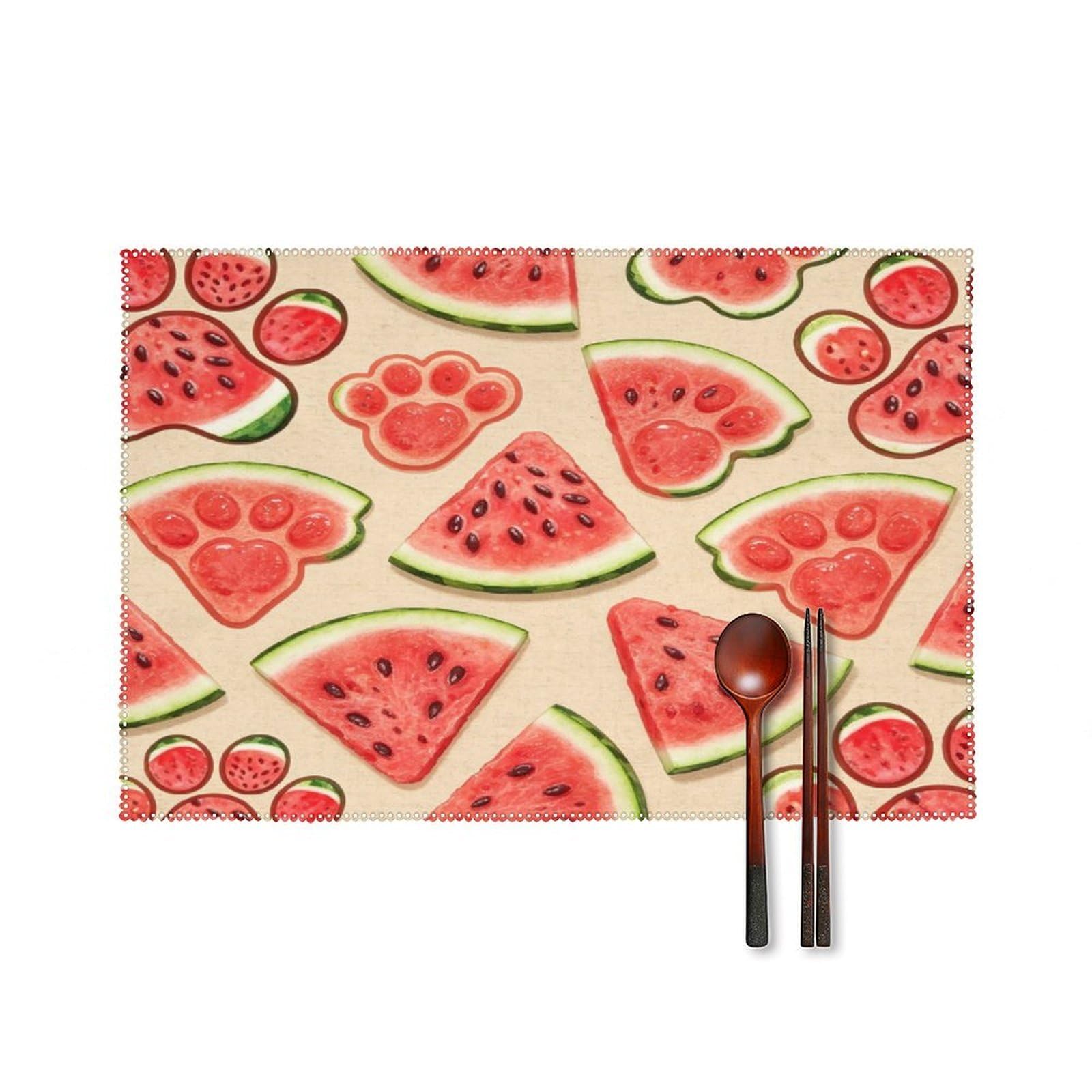 Fekiloot Style Watermelon Placemats Set Of 6,Table Mat