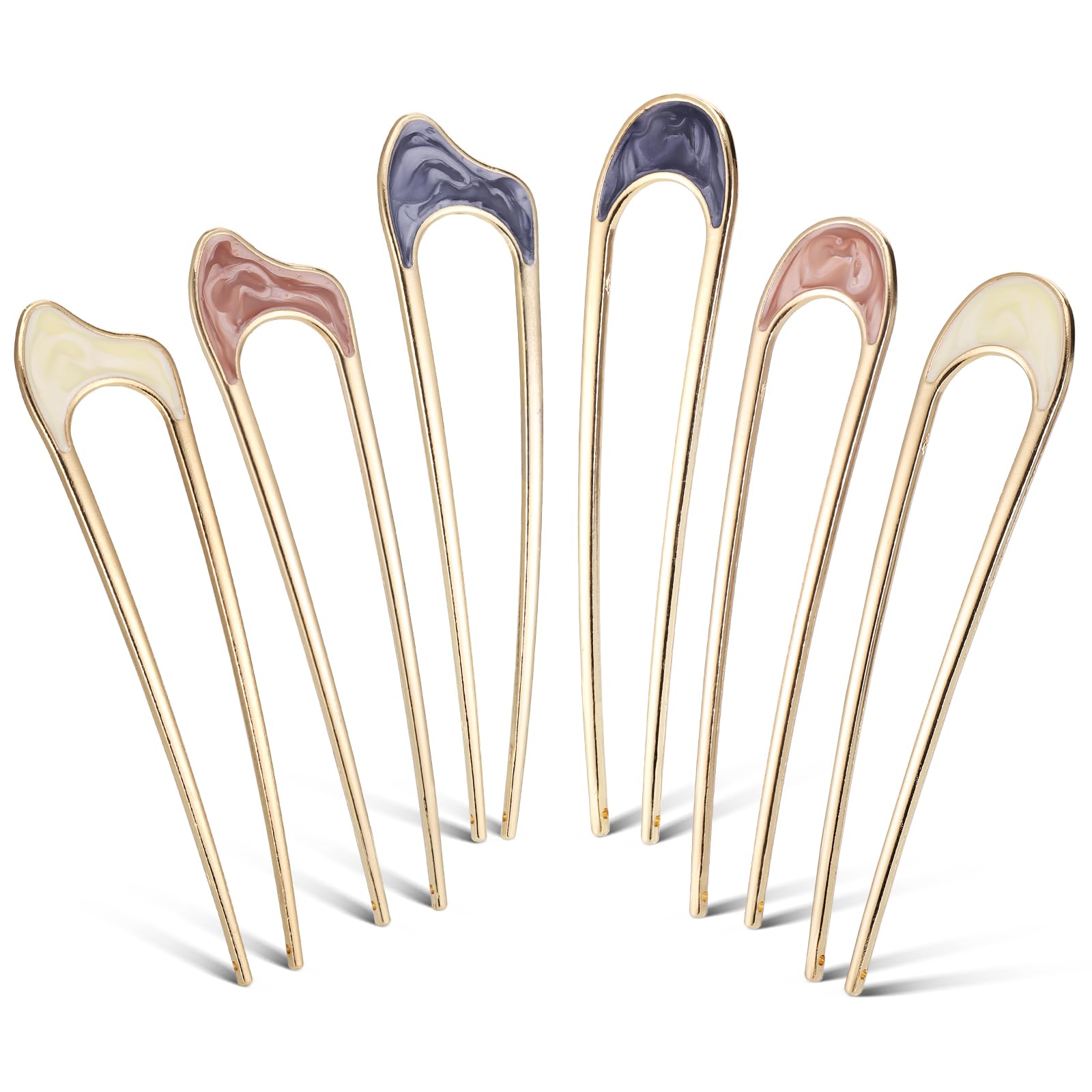 Huiguli 6 Pieces French Hair Pins, U Shaped Metal Hair Fork