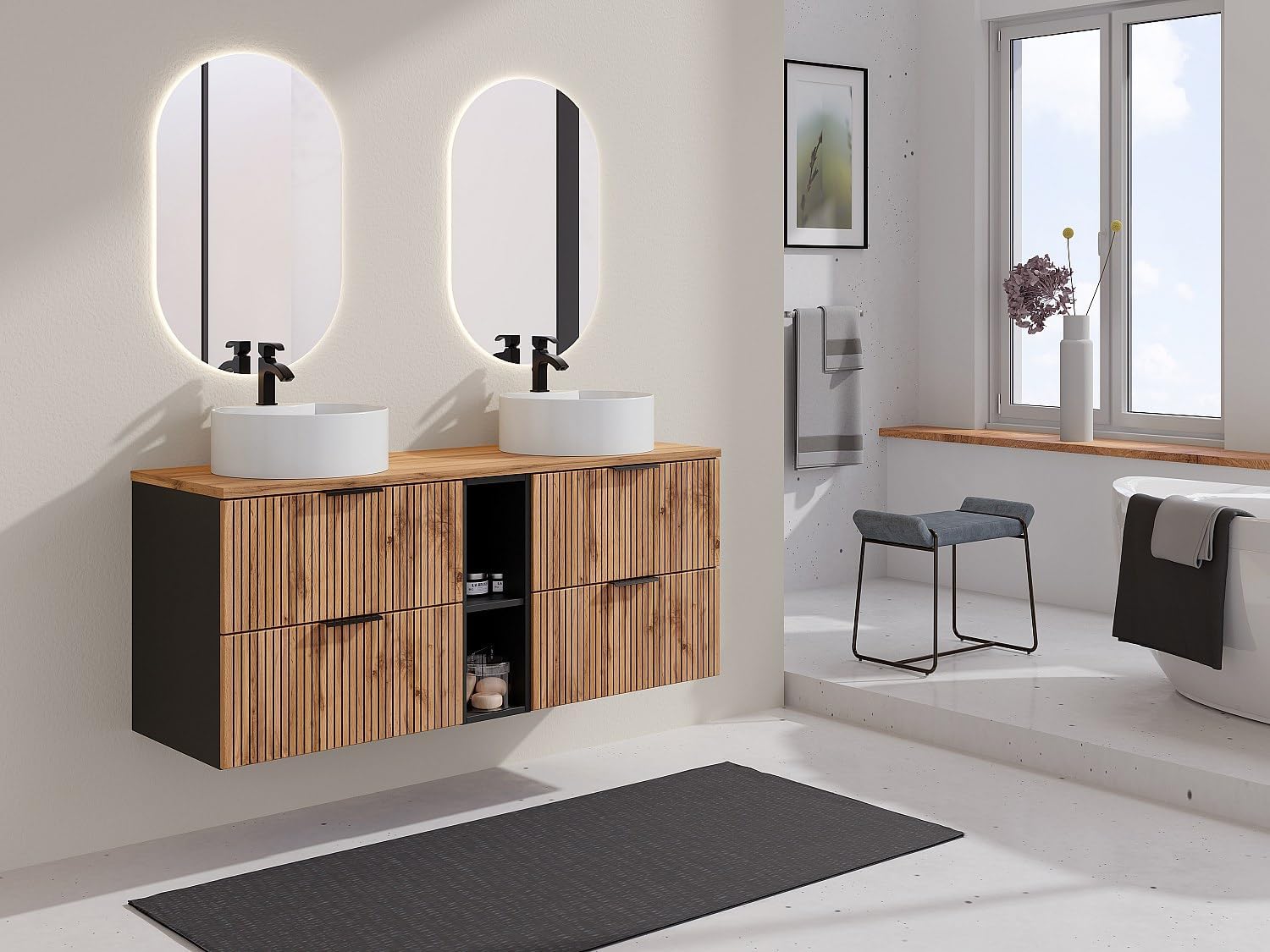 Cearcallach view of the Vente-unique MADELA 140cm Double Bathroom Vanity