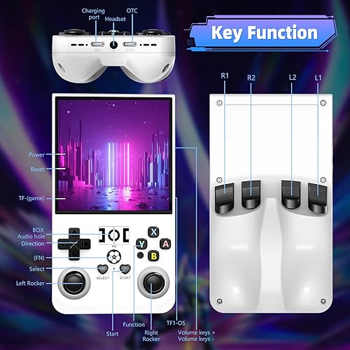 Miniatura 7 de R36MAX Retro Gaming Console, Handheld Game Console with 4000mAh Battery 4.0IPS Screen (White)