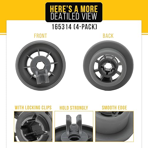 Miniatura 3 de PartsBroz - Ruedas para lavavajillas 00165314 165314 (paquete de 8 unidades) Consejos de bricolaje incluidos por PartsBroz  Piezas de repuesto