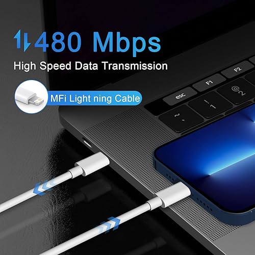 Miniatura 5 de Cargador rápido para iPhone 13 14, paquete de 2 cargadores de teléfono PD i de 20 W, cargador USB C de carga rápida con cable de carga USB C de 6