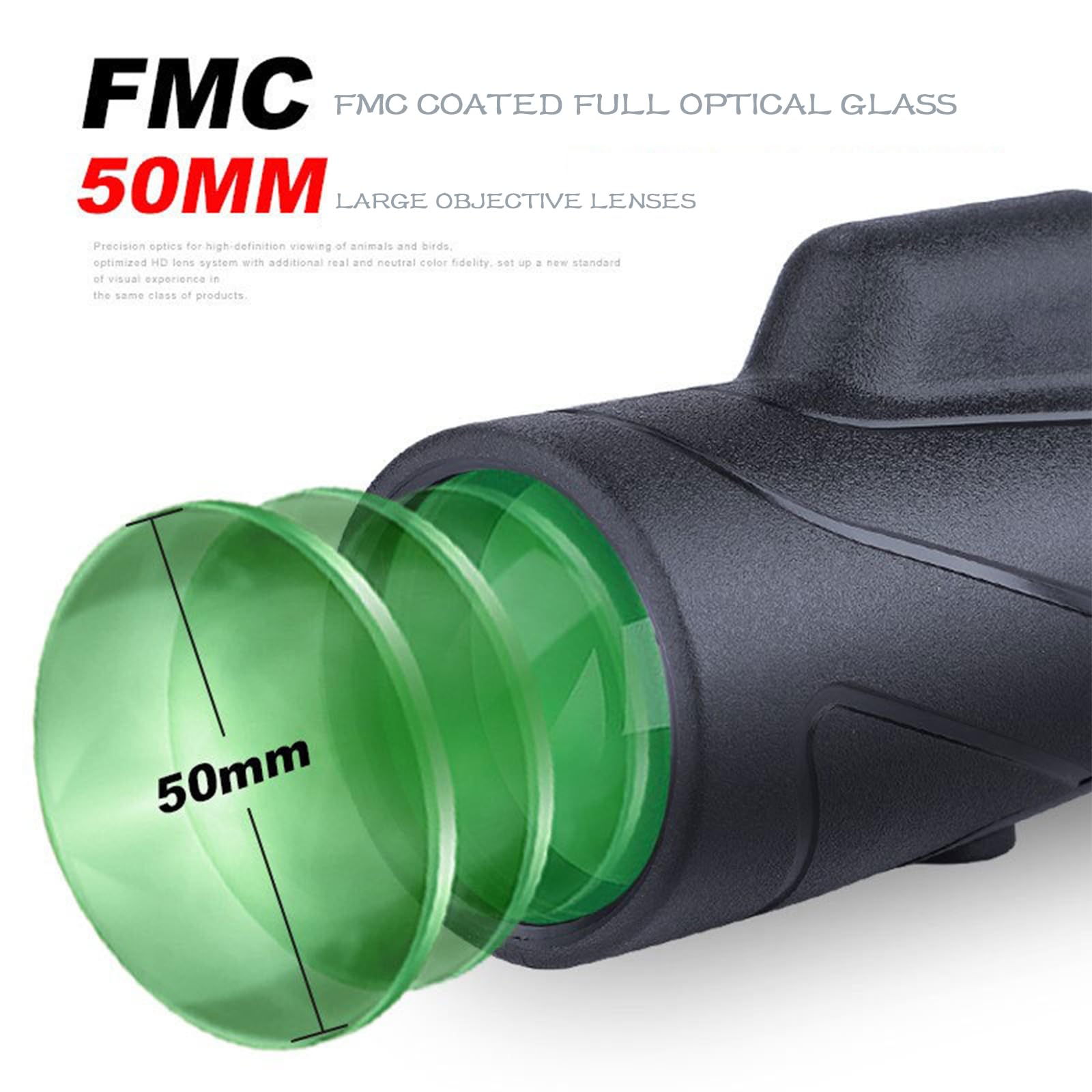 10-30X50 Monocular De Mano Portátil para Observación De Aves, Caza, Senderismo, Viajes