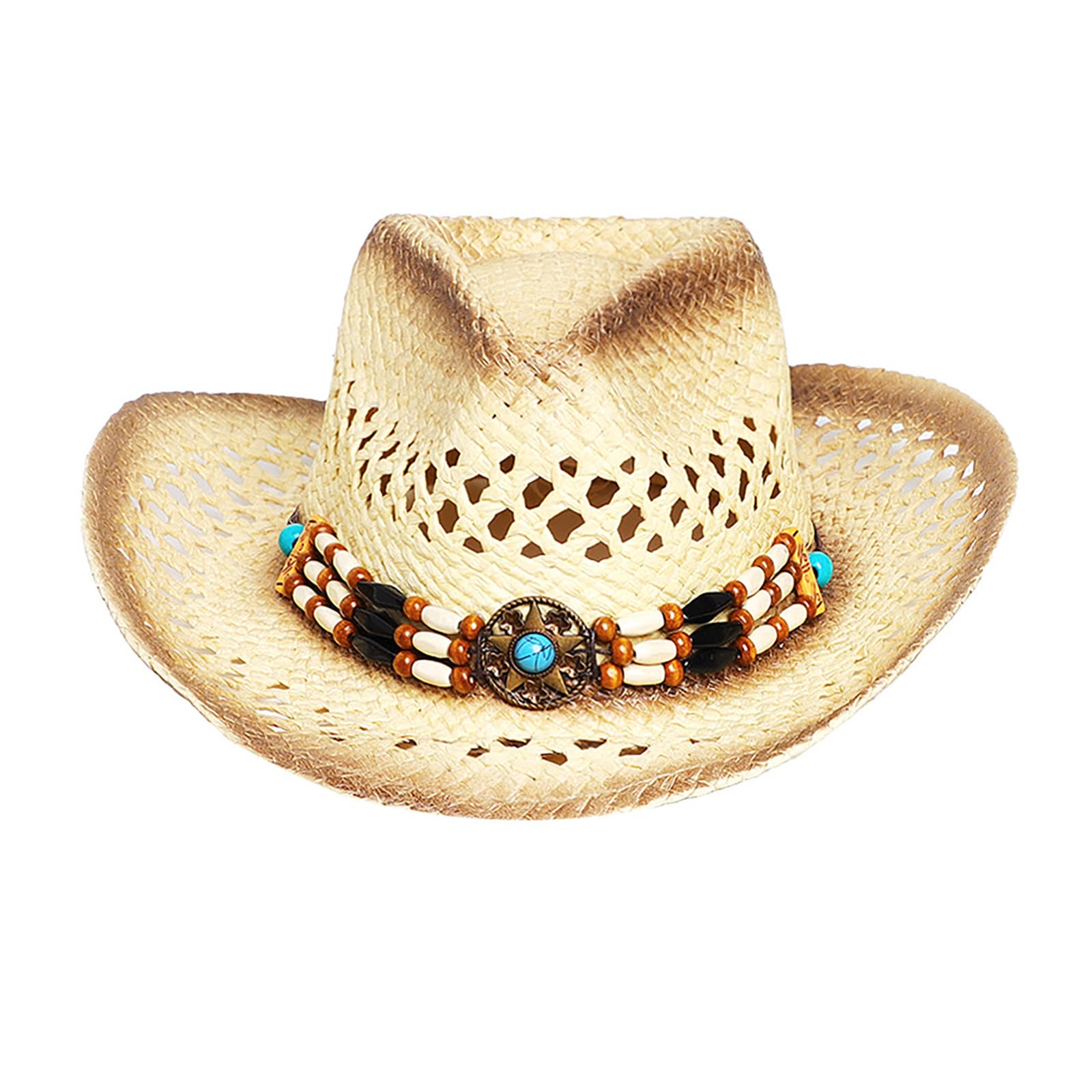 Amazon.co.jp: 麦わら帽子 カウボーイスタイル ストローハット