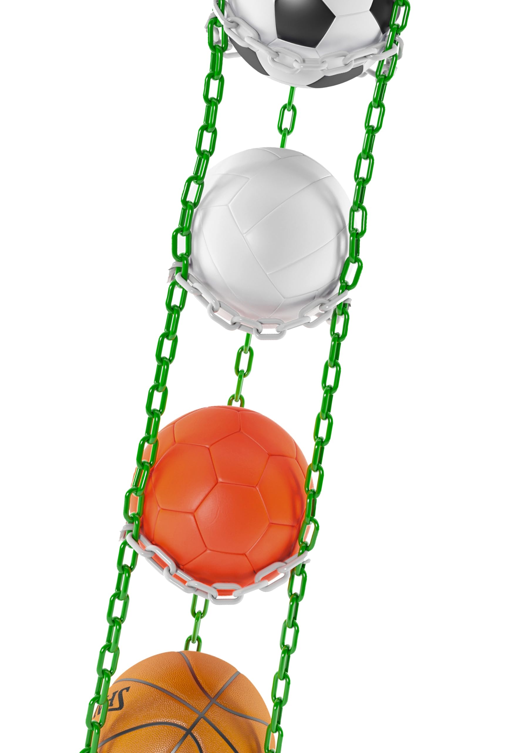 Ballhalter - Halter für 8 Bälle (Basketball, Fußball, Volleyball) - Veranstalter für Bälle - Grün-Weiß