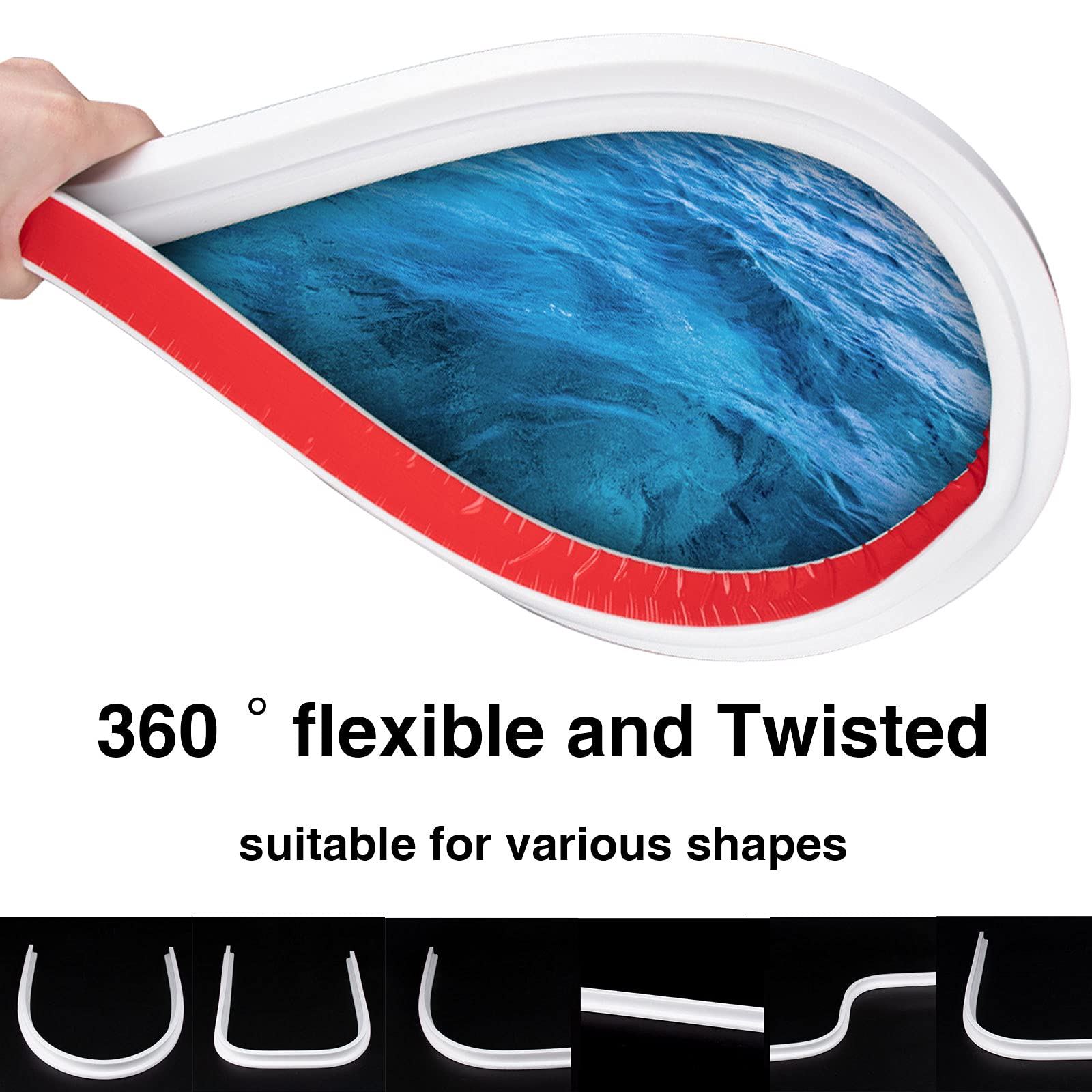Soglia della doccia Barriera della diga d'acqua, Striscia di tenuta inferiore della porta della doccia pieghevole, Paraspruzzi d'acqua per lavello in silicone per cucina e bagno, Tappo dell'acqua Se