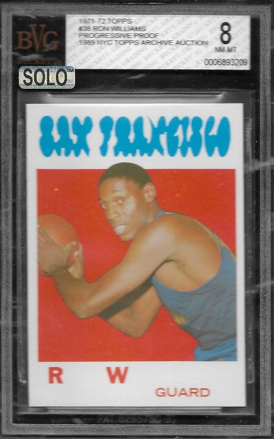 Bvg 8 1971 Topps #38 Ron Williams Progressive Color Proof - Basketball Cards