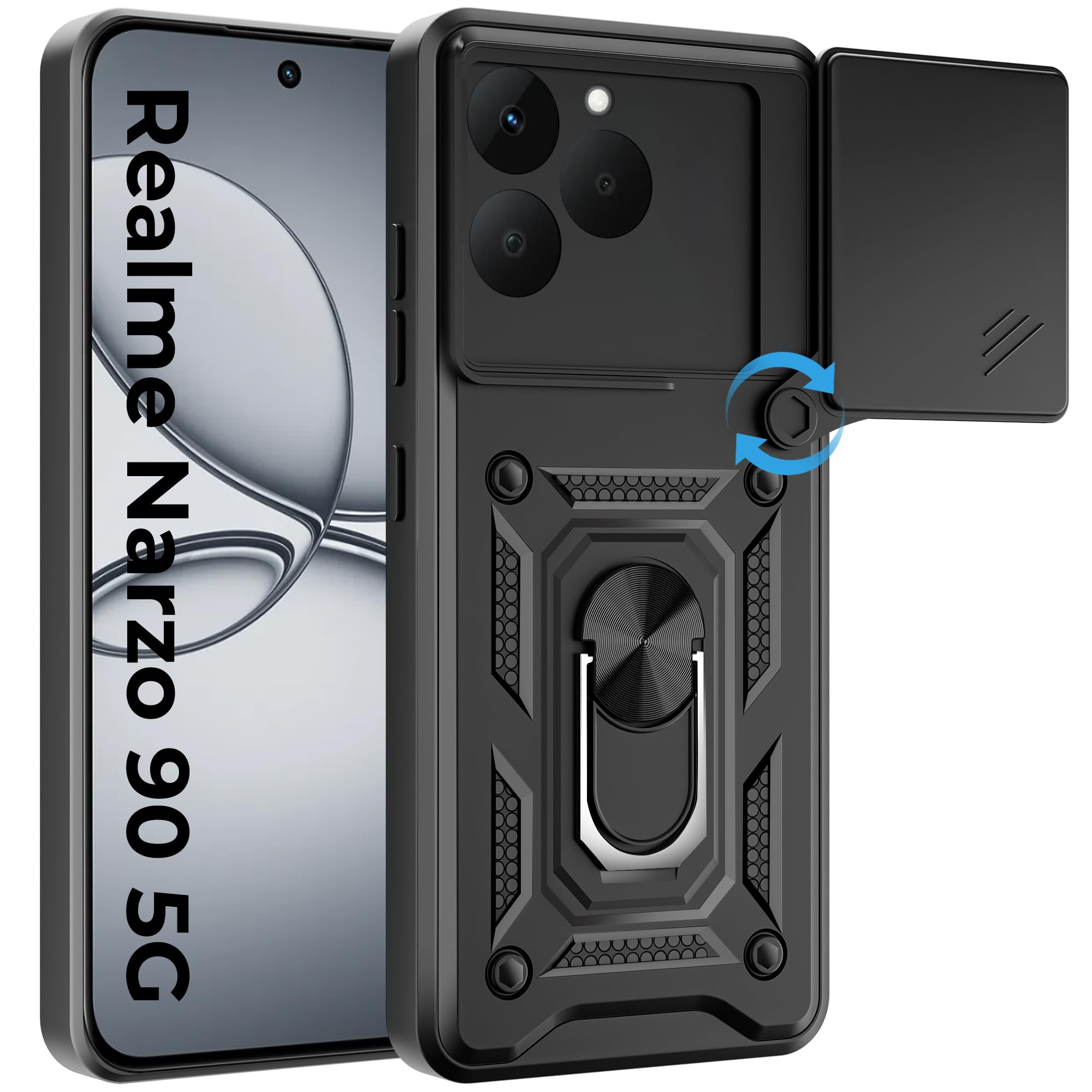 A rtistque Armor Bumper Back Cover Case for Samsung Galaxy S24 Ultra 5G | Ring Holder Stand | Sliding Camera Protection | Shockproof Rugged Design | Samsung S24 Ultra Back Cover - Black — Amazon image 28