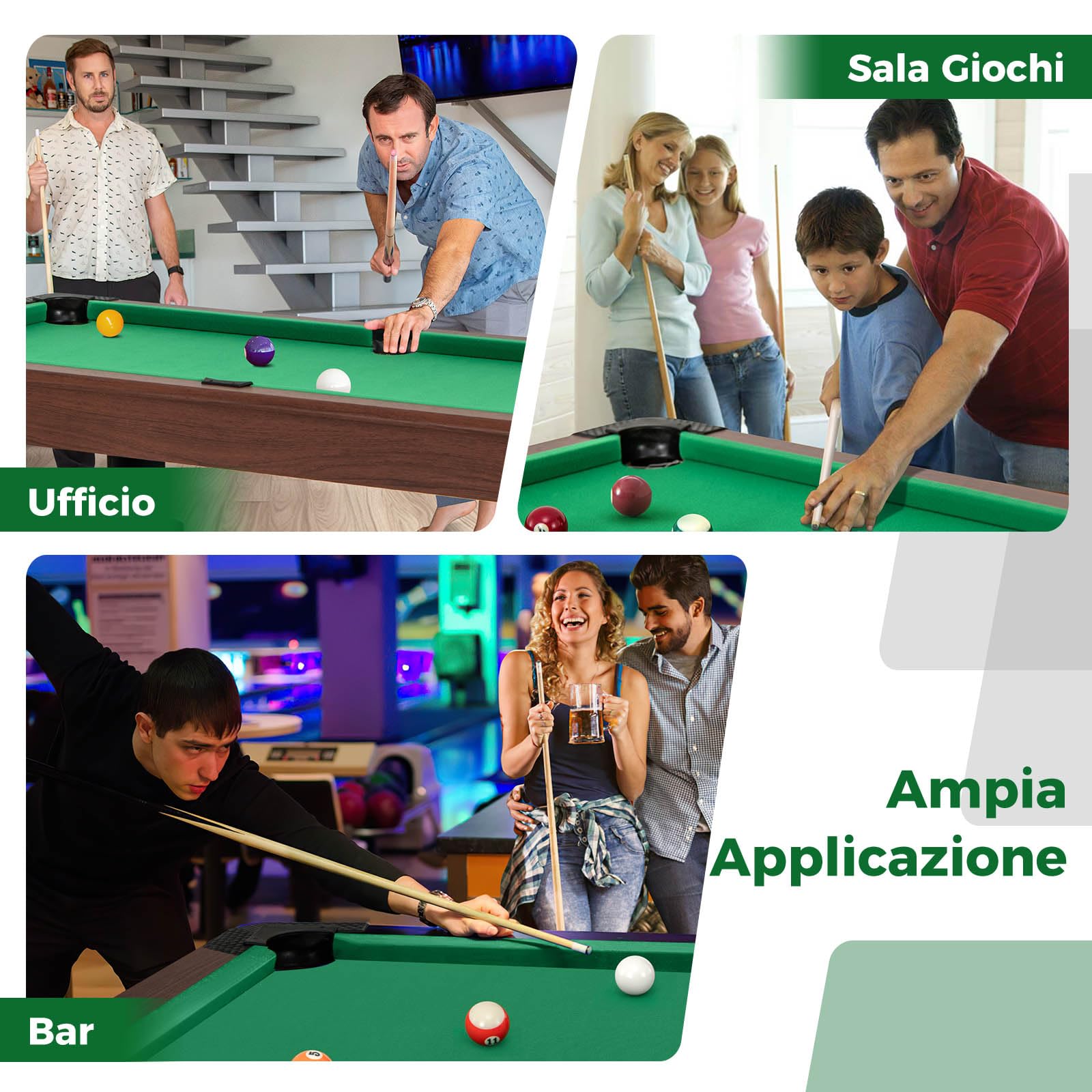 GYMAX Tavolo da Biliardo di 122cm, Tavolo da Pool in Legno con 16 Palline, 2 Stecche, 2 Gessetti, Triangolo, Spazzola, Piedini Regolabili, Tavolo da Gioco per Bambini e Adulti