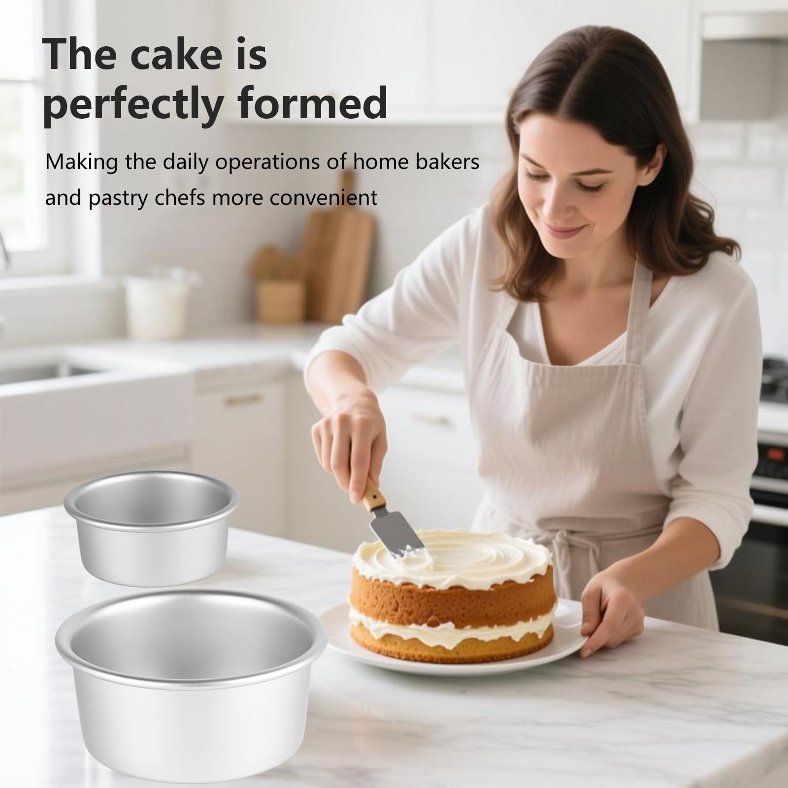 Kuchenform Rund 3-Teil-Set (Ø 15/20/26 cm), hochwertige Backform aus eloxiertem Aluminium mit abnehmbarem Boden, ideal für Kuchen und Torten, silber