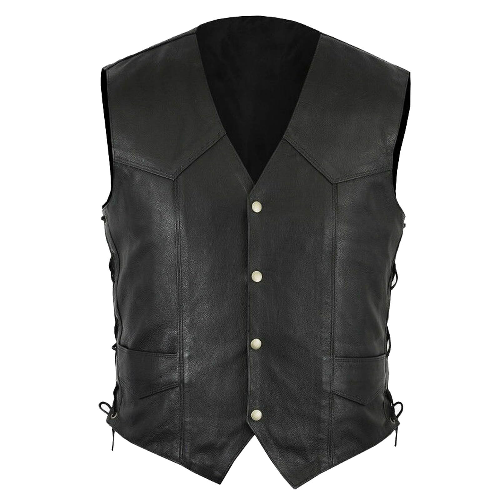 Gilet in pelle per motociclisti, rocker da motociclista, gilet da motociclista, gilet in pelle nera