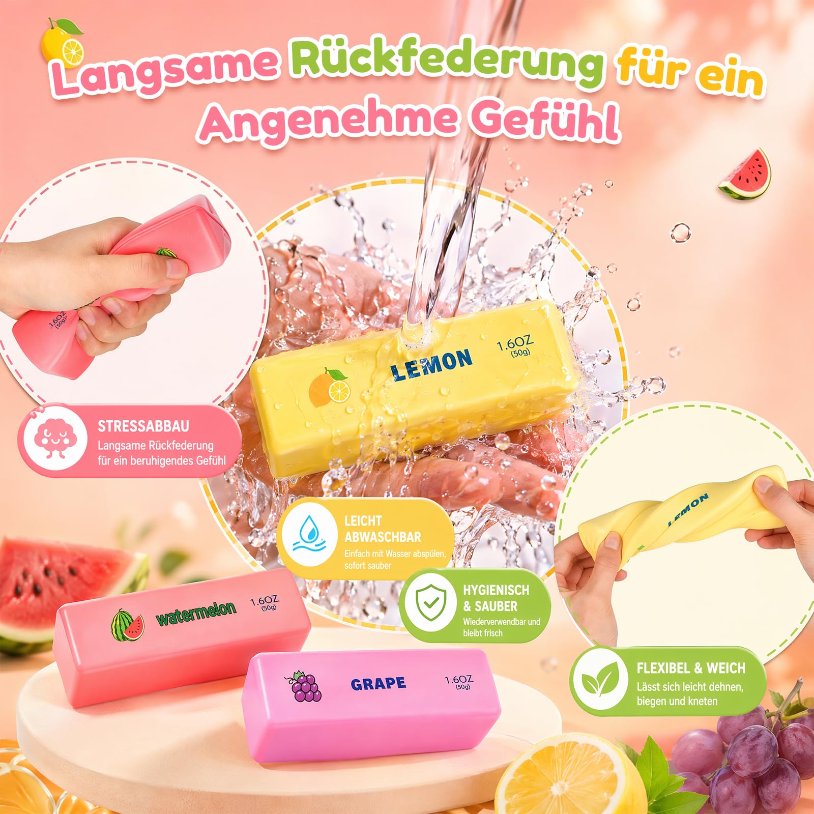 3 Stück Butter Squishy, Sensorik Spielzeug, Butter Squishy Squeeze Toy, Stress Spielzeug,Fidget Toys Squi-shy Set, Lustiges Fidget Stressball für Teenager Erwachsen Spaß Ges Entspannung Angstzuständen